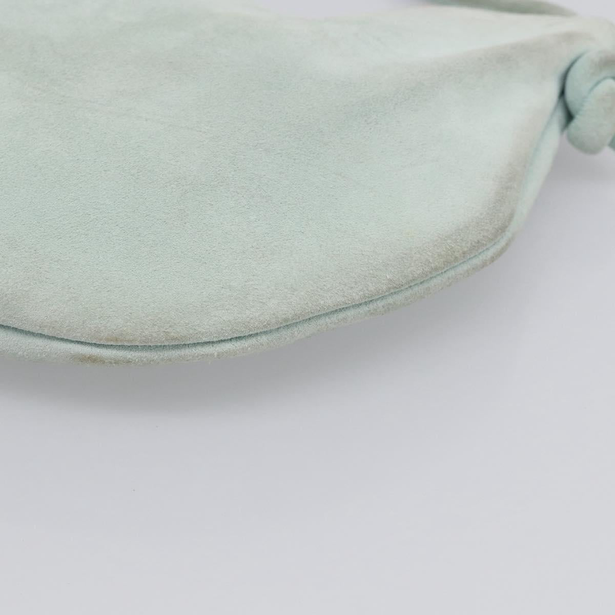 Bottega Veneta Hand Bag Suede Light Blue Gold Tone Auth bs37969