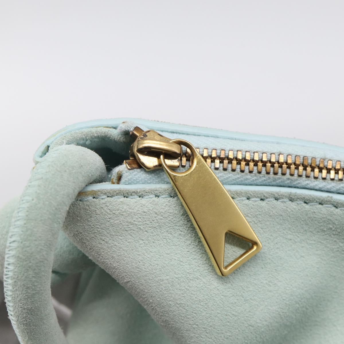 Bottega Veneta Hand Bag Suede Light Blue Gold Tone Auth bs37969