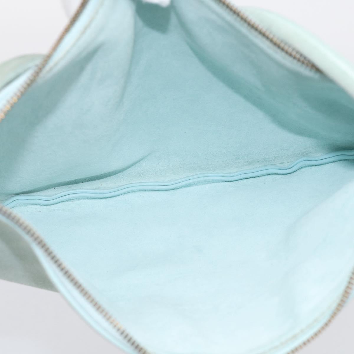 Bottega Veneta Hand Bag Suede Light Blue Gold Tone Auth bs37969