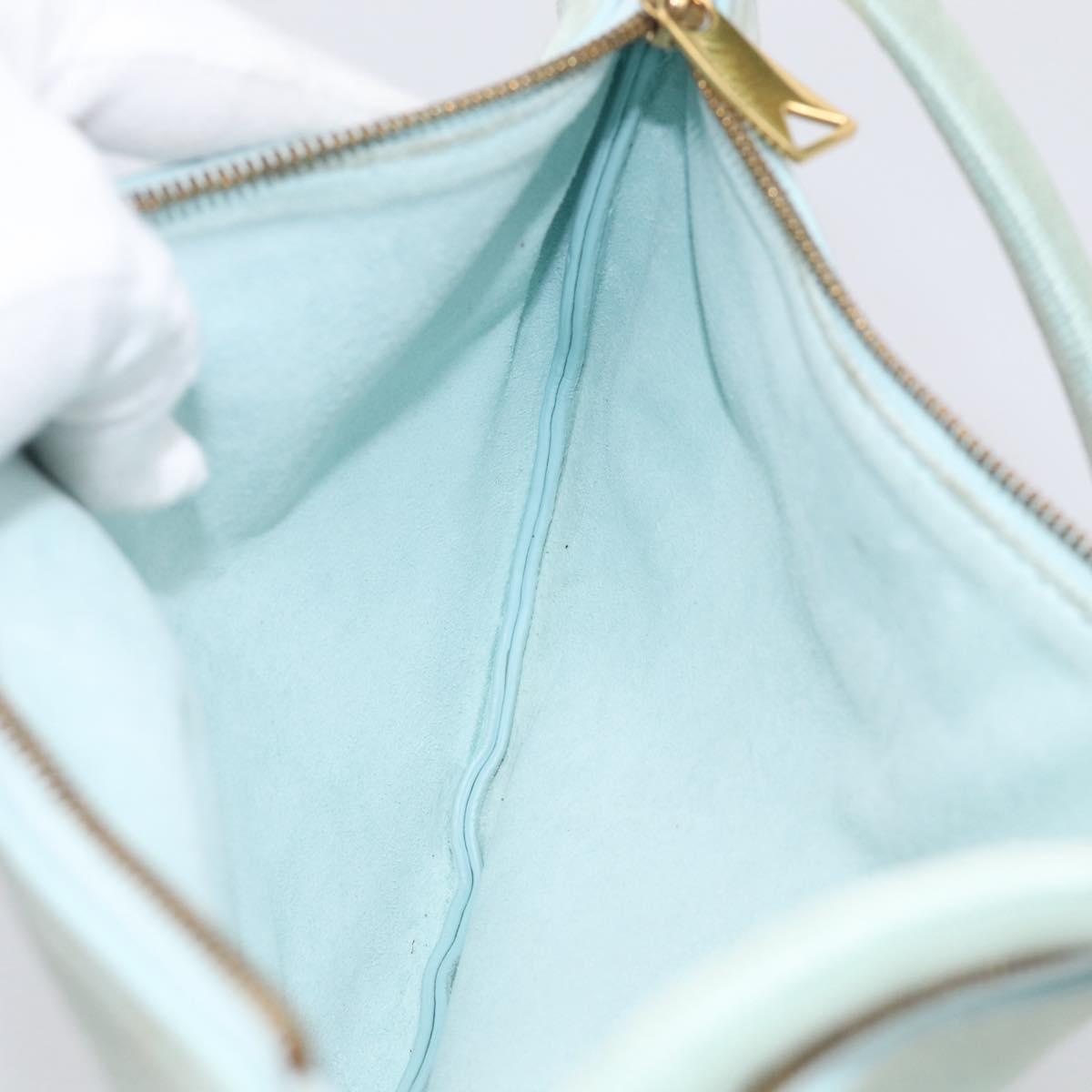 Bottega Veneta Hand Bag Suede Light Blue Gold Tone Auth bs37969