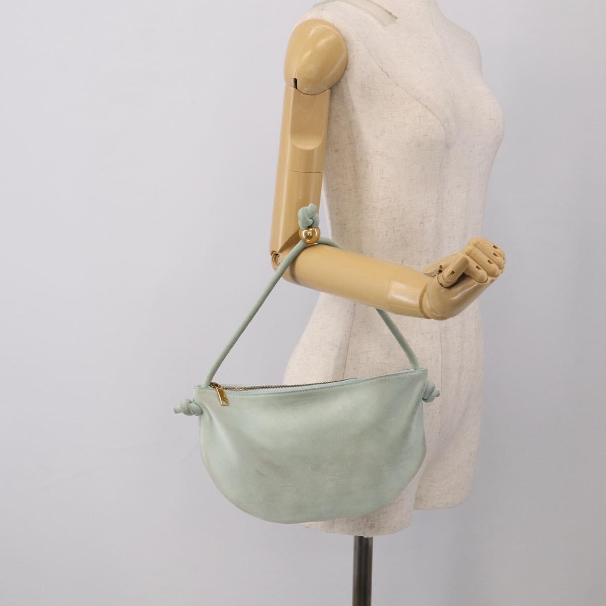 Bottega Veneta Hand Bag Suede Light Blue Gold Tone Auth bs37969