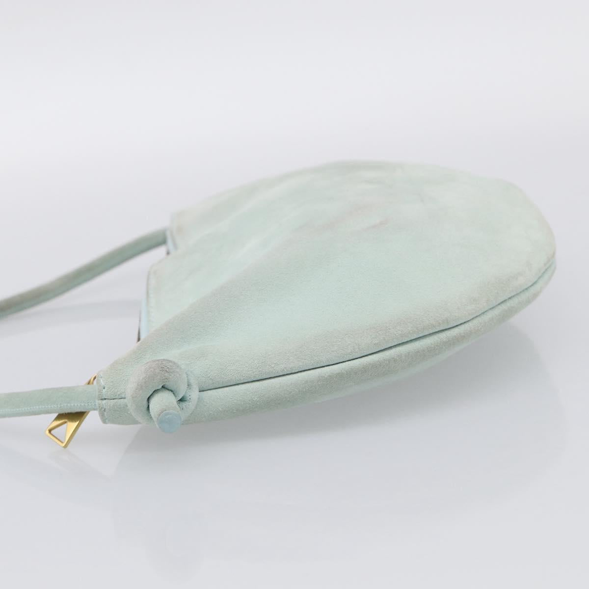 Bottega Veneta Hand Bag Suede Light Blue Gold Tone Auth bs37969