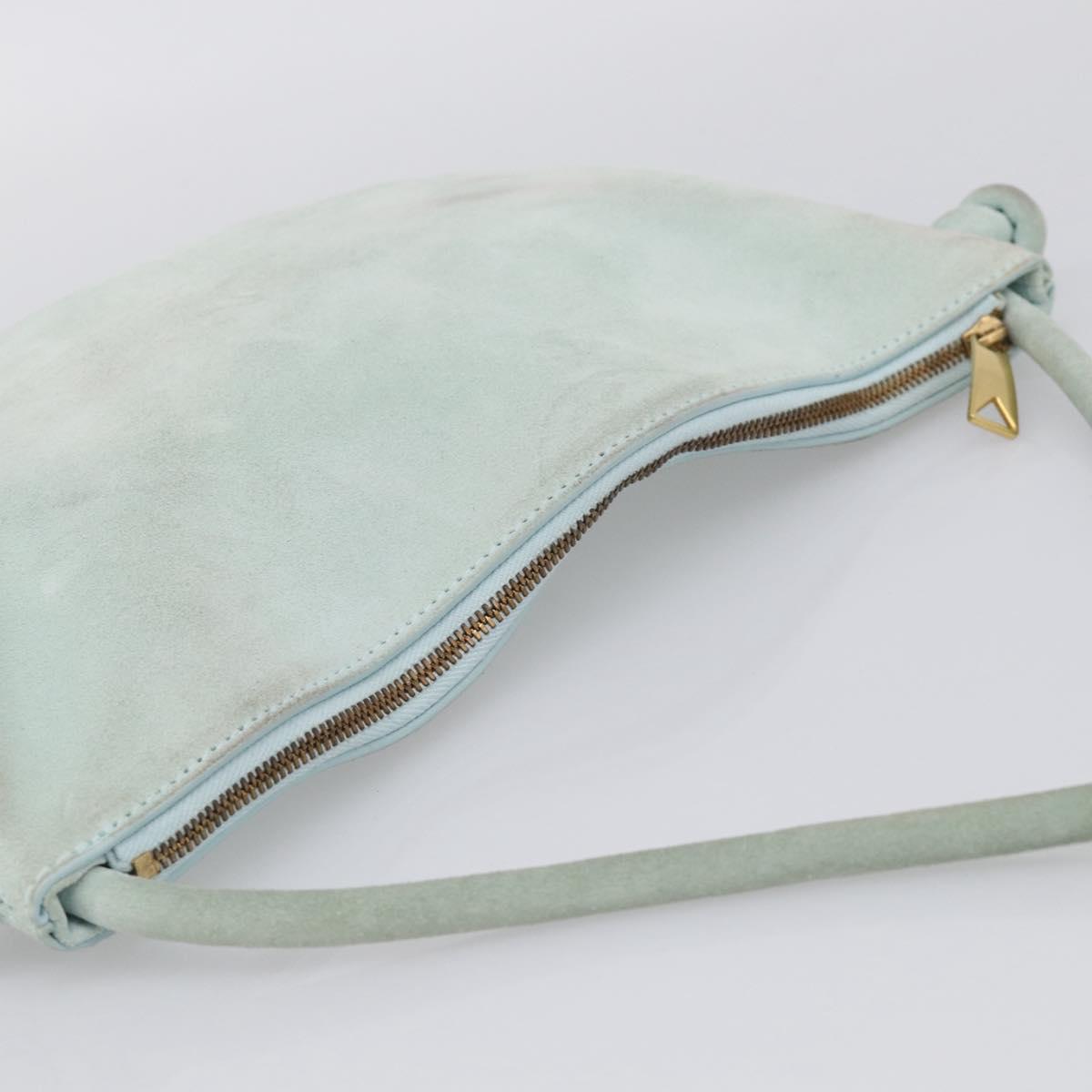 Bottega Veneta Hand Bag Suede Light Blue Gold Tone Auth bs37969