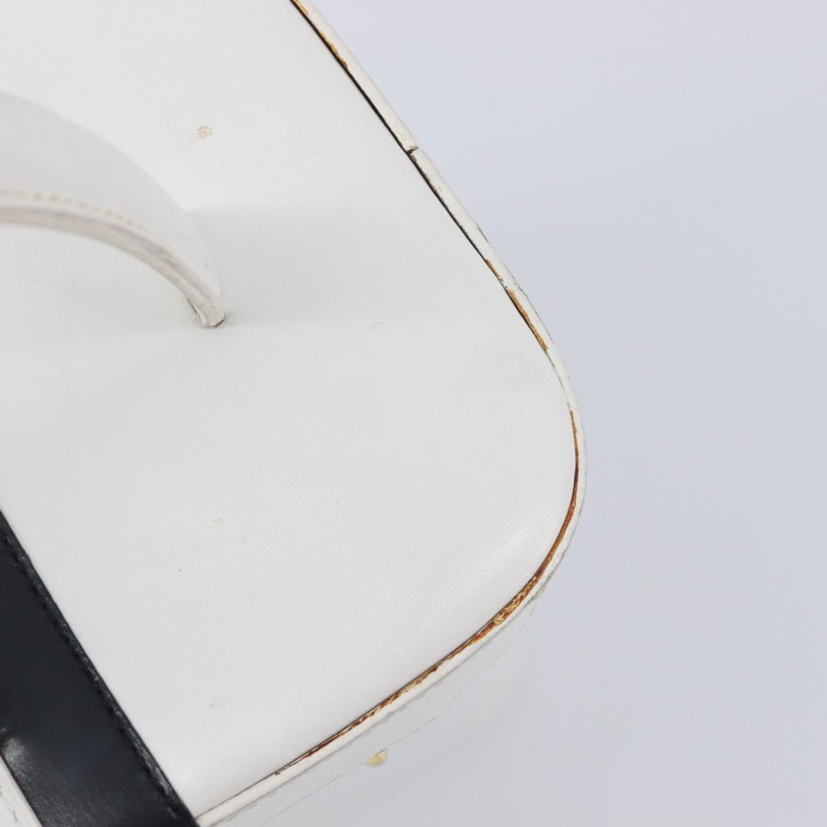 CELINE Vanity Hand Bag Leather White Gold Tone Auth bs37980
