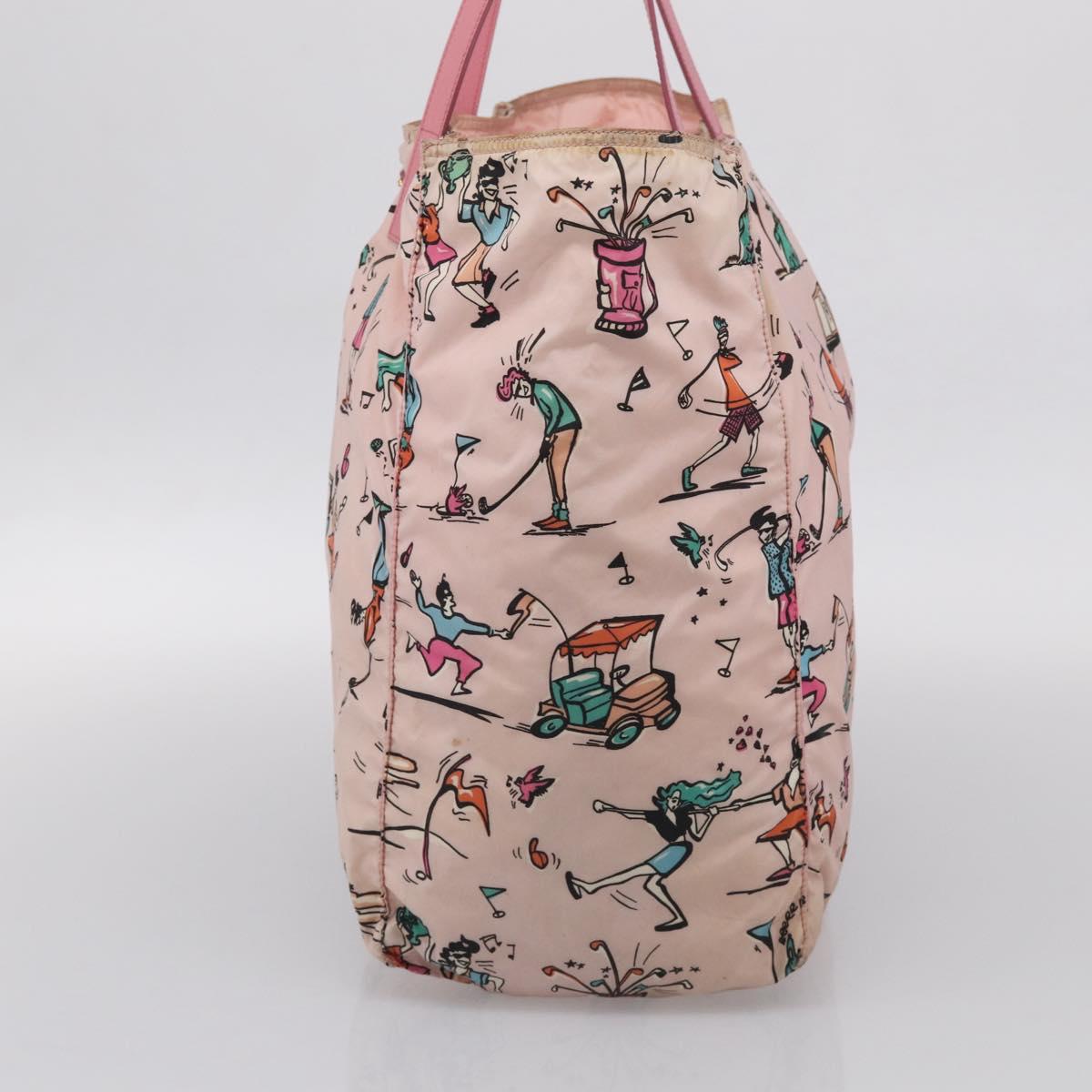PRADA Tote Bag Nylon Hawaii Limited Pink Gold Tone Auth bs37983