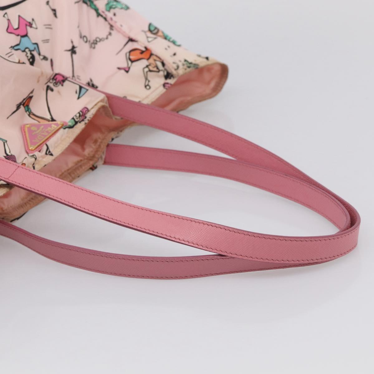 PRADA Tote Bag Nylon Hawaii Limited Pink Gold Tone Auth bs37983