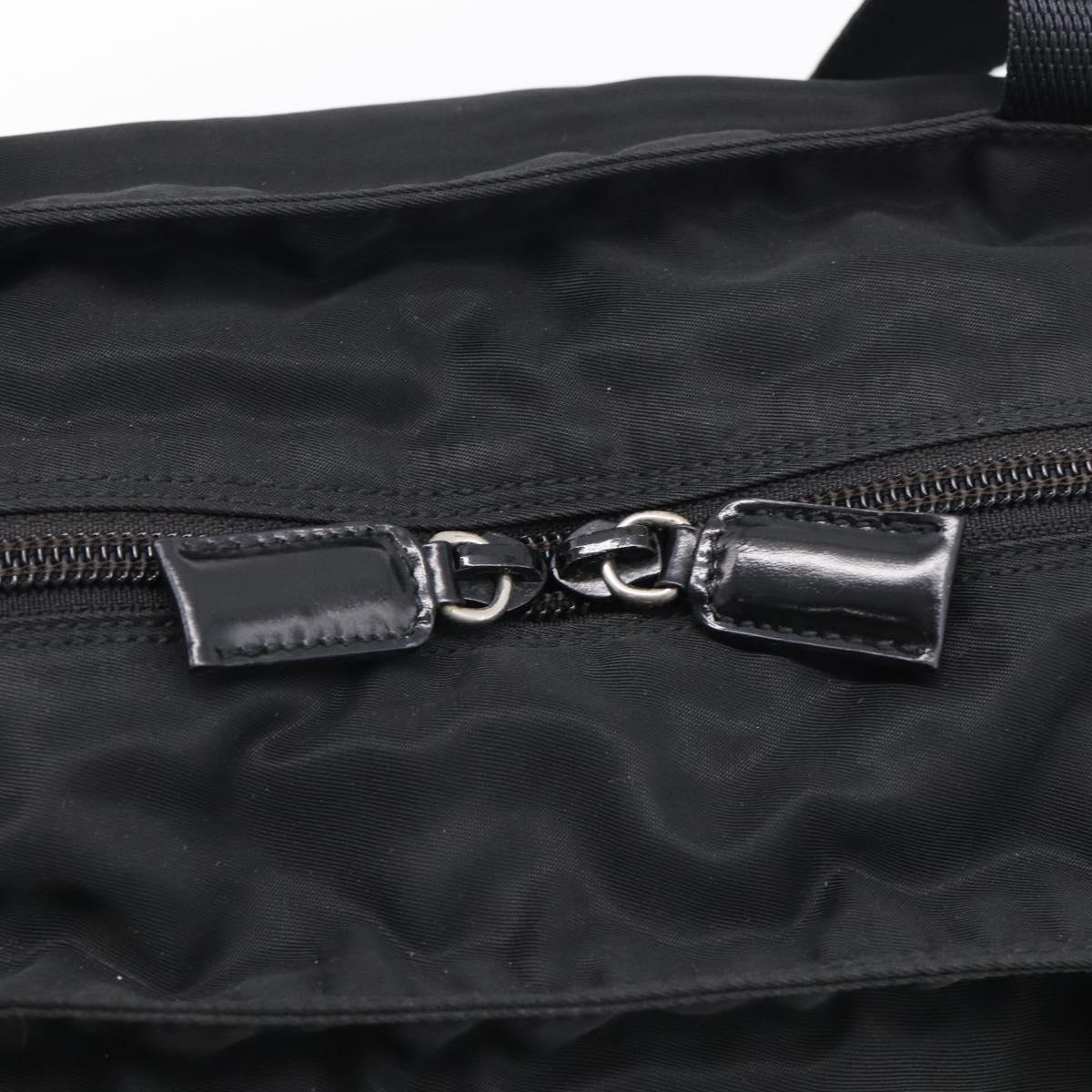 PRADA Tote Bag Nylon Black Silver Auth bs37984