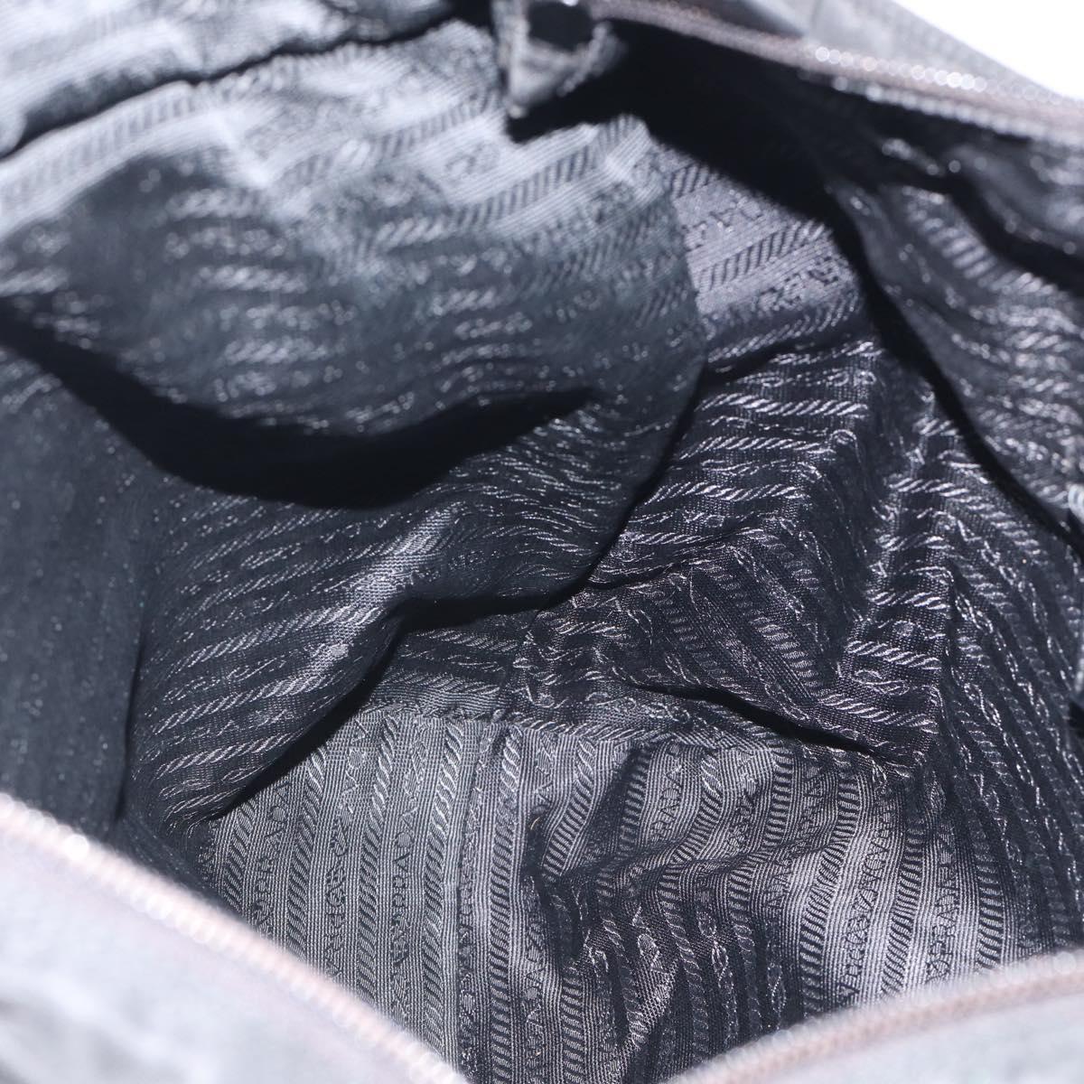 PRADA Tote Bag Nylon Black Silver Auth bs37984