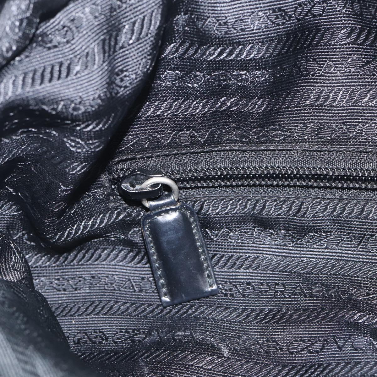 PRADA Tote Bag Nylon Black Silver Auth bs37984