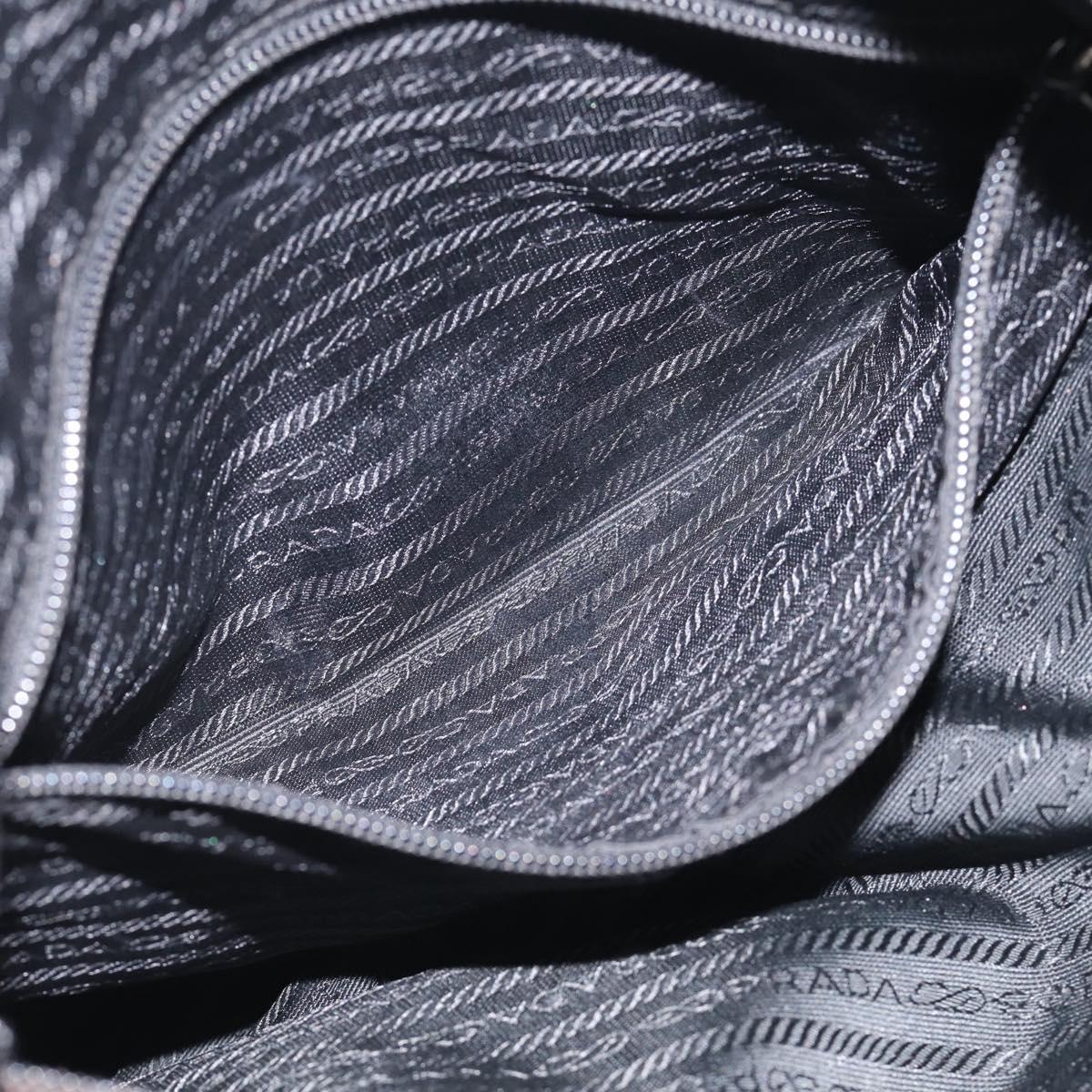 PRADA Tote Bag Nylon Black Silver Auth bs37984