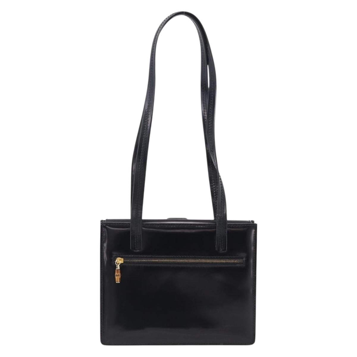 GUCCI Shoulder Bag Patent Black 000 2853 0311 0 Auth bs37986