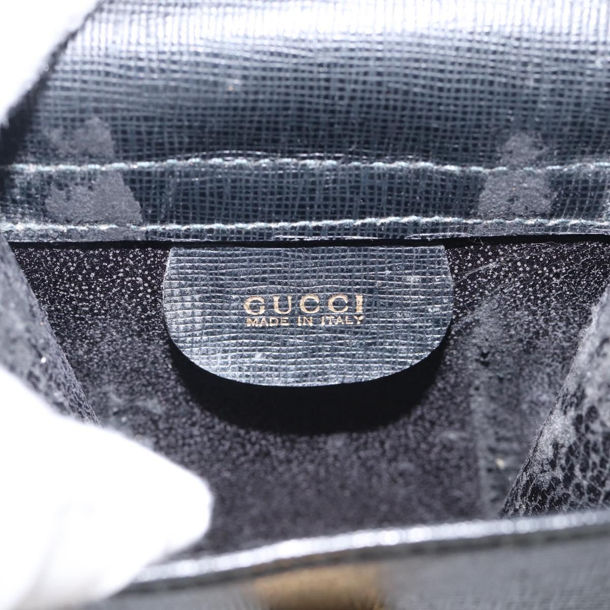 GUCCI Mini Shoulder Bag Leather Black Gold Tone 007 1742 0237 Auth bs37987