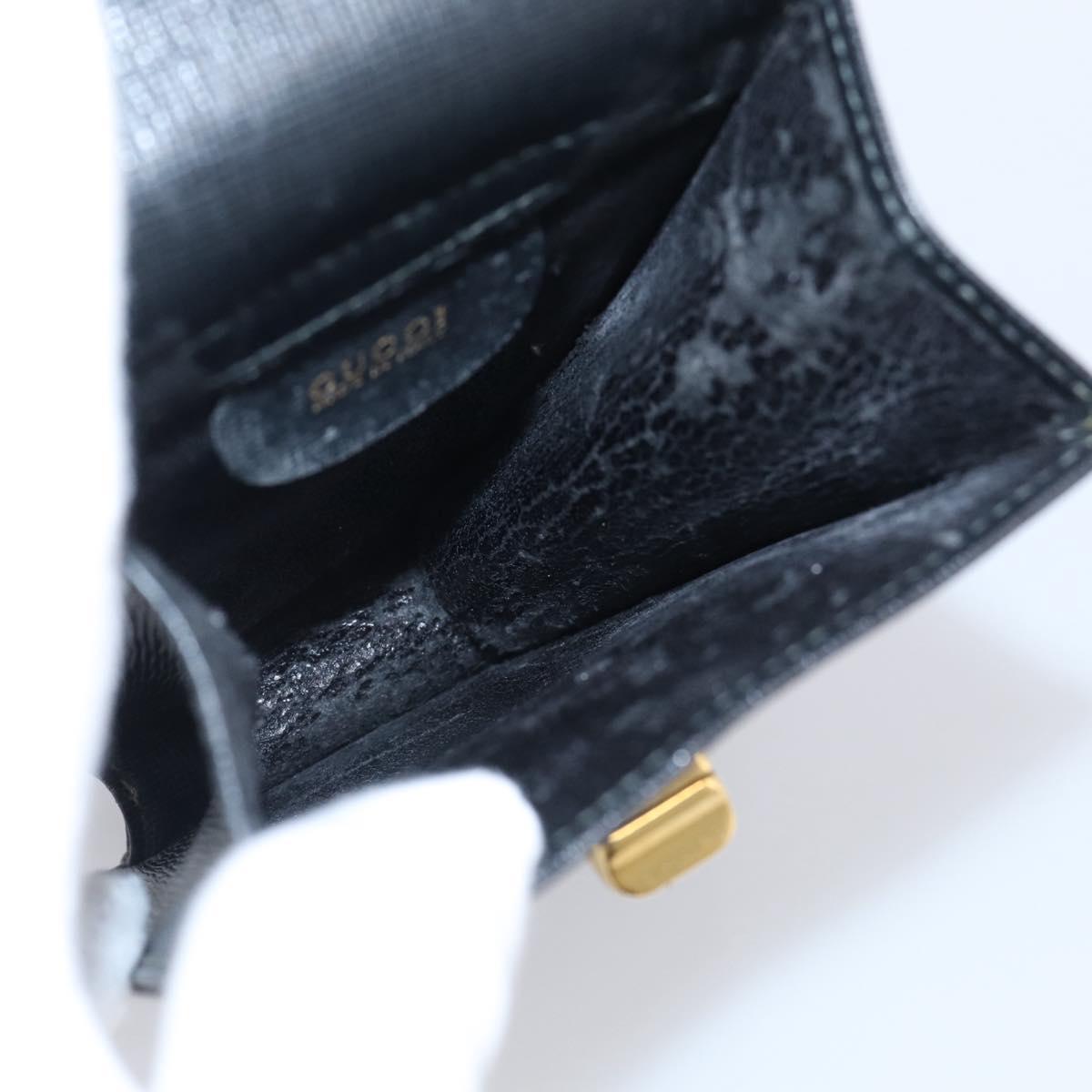 GUCCI Mini Shoulder Bag Leather Black Gold Tone 007 1742 0237 Auth bs37987