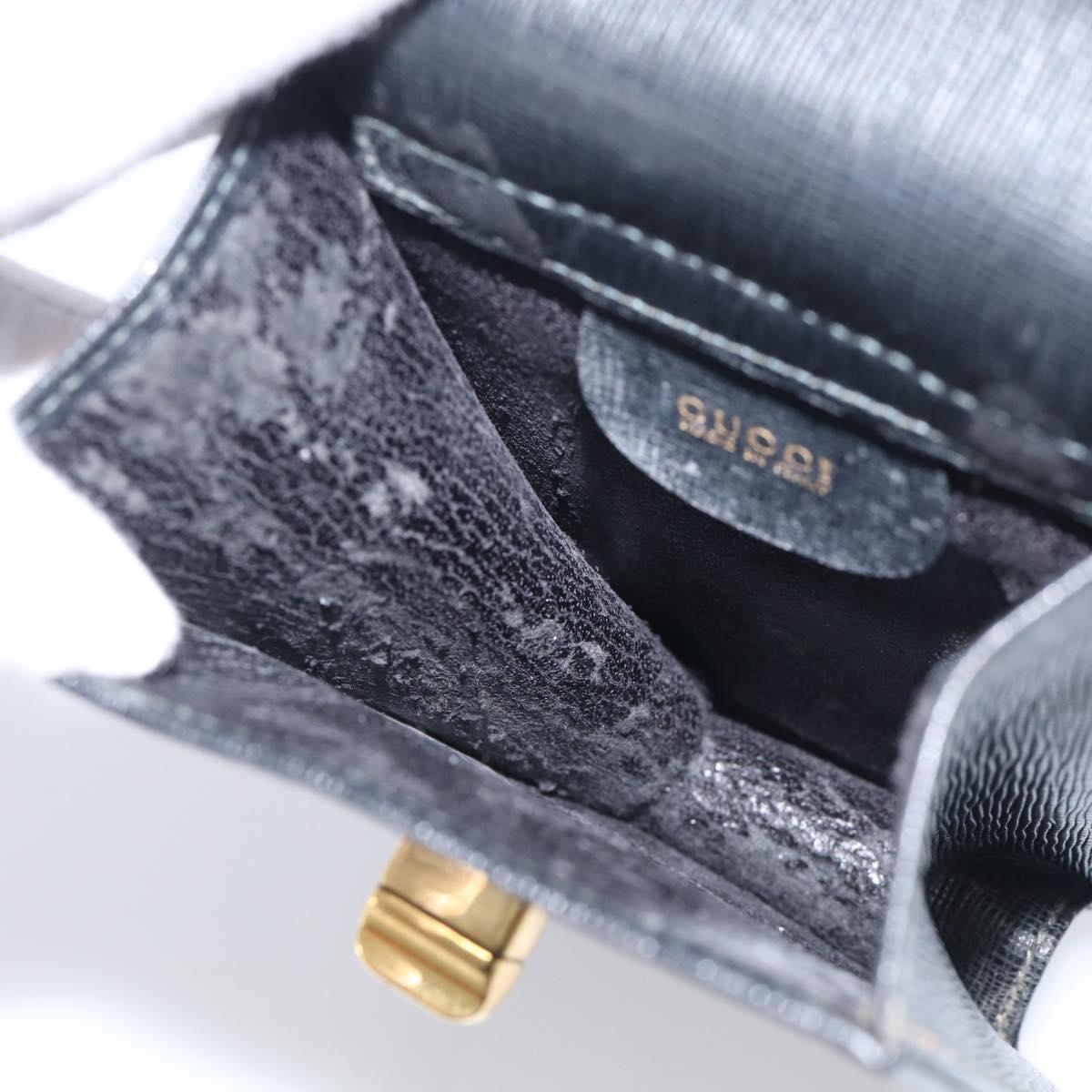 GUCCI Mini Shoulder Bag Leather Black Gold Tone 007 1742 0237 Auth bs37987