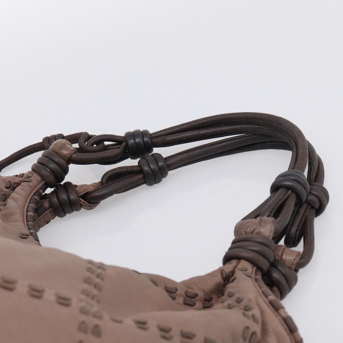 LOEWE Shoulder Bag Leather Brown Silver Auth bs37991