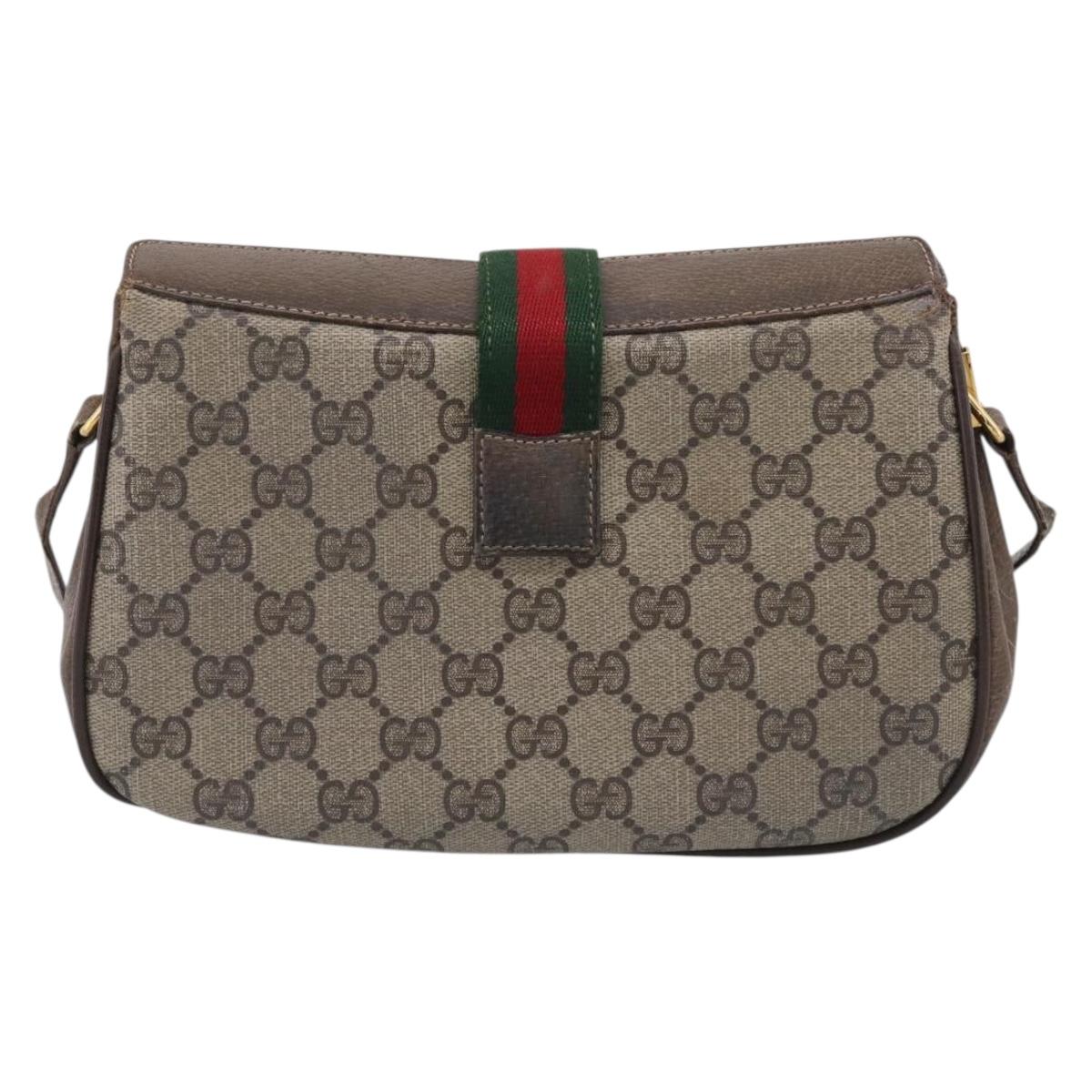 GUCCI GG Supreme Web Sherry Line Shoulder Bag PVC Beige 10 02 024 Auth bs37993