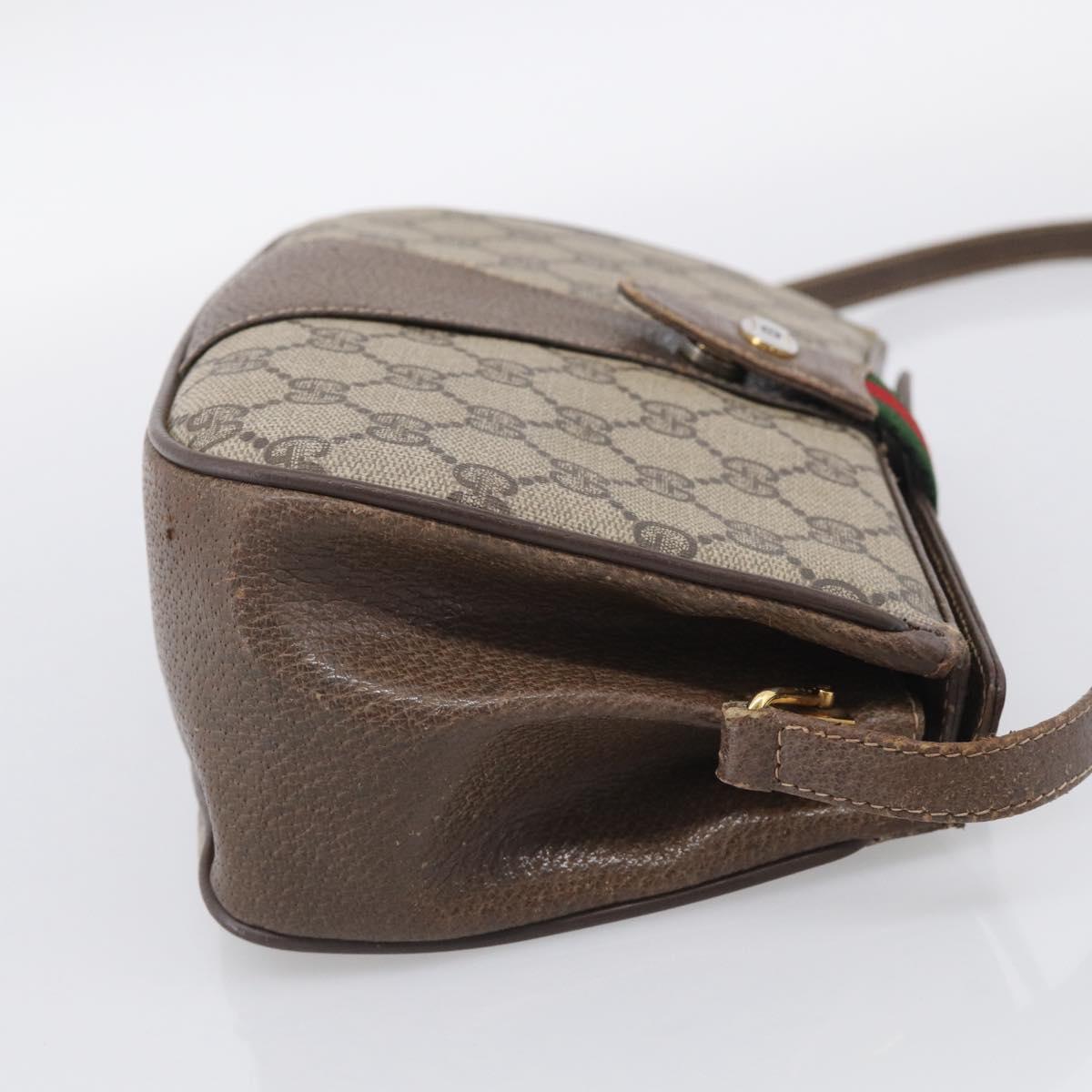 GUCCI GG Supreme Web Sherry Line Shoulder Bag PVC Beige 10 02 024 Auth bs37993