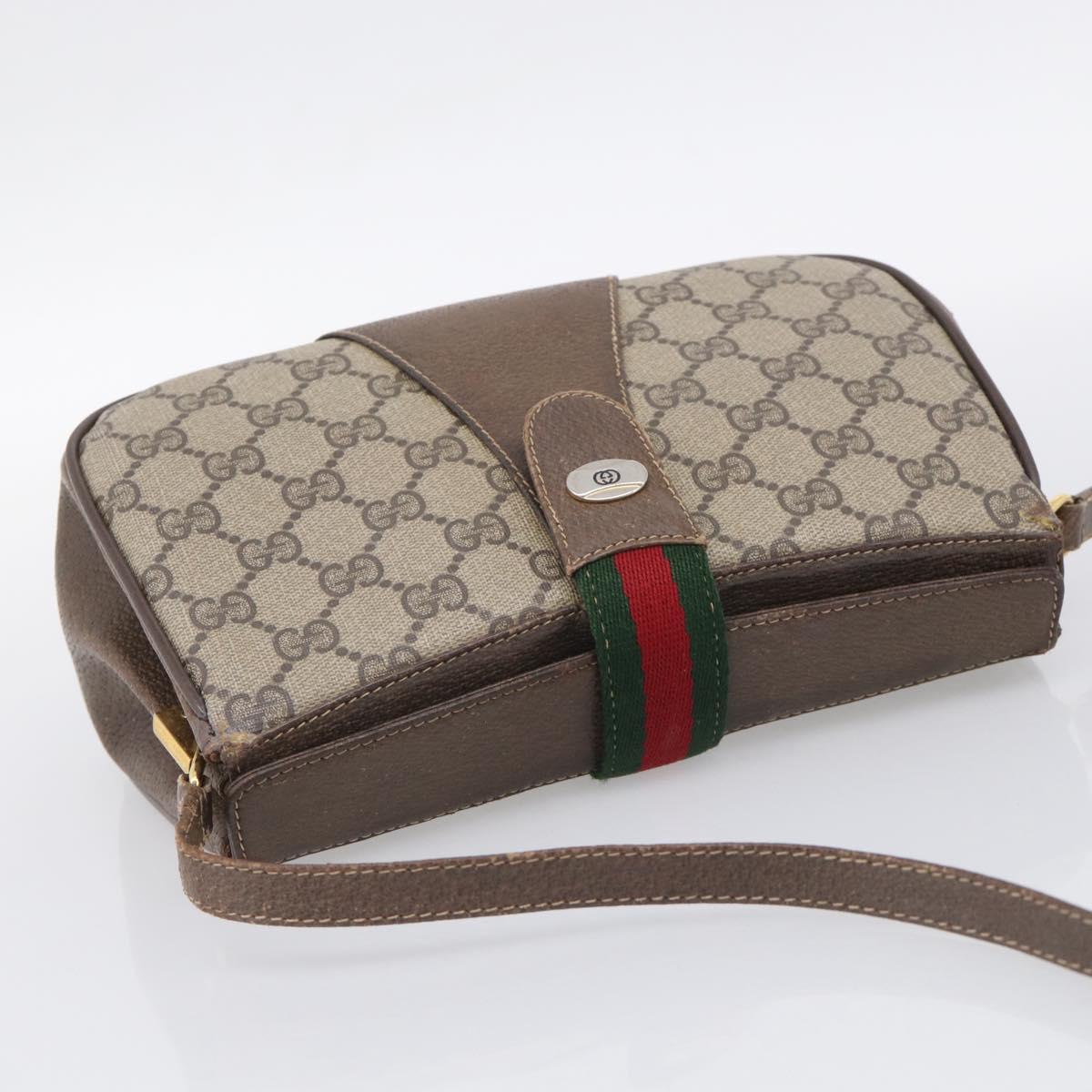 GUCCI GG Supreme Web Sherry Line Shoulder Bag PVC Beige 10 02 024 Auth bs37993