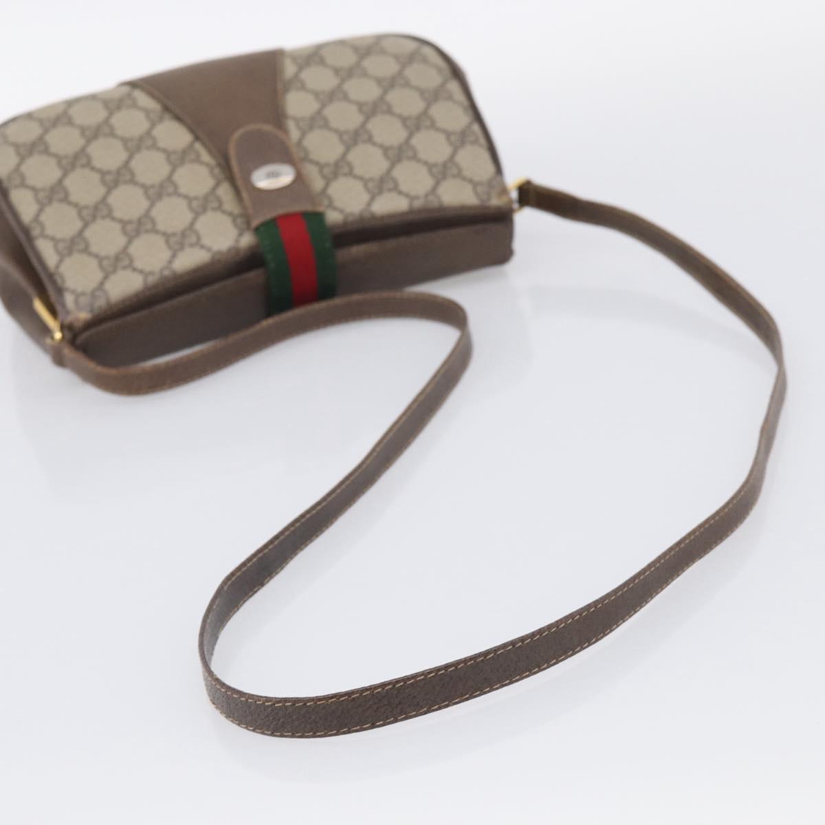 GUCCI GG Supreme Web Sherry Line Shoulder Bag PVC Beige 10 02 024 Auth bs37993