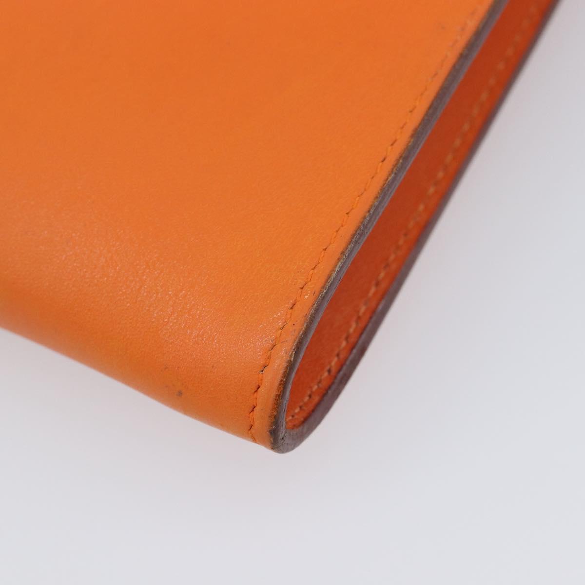 HERMES Onimetu Shoulder Bag Leather Orange Auth bs37999