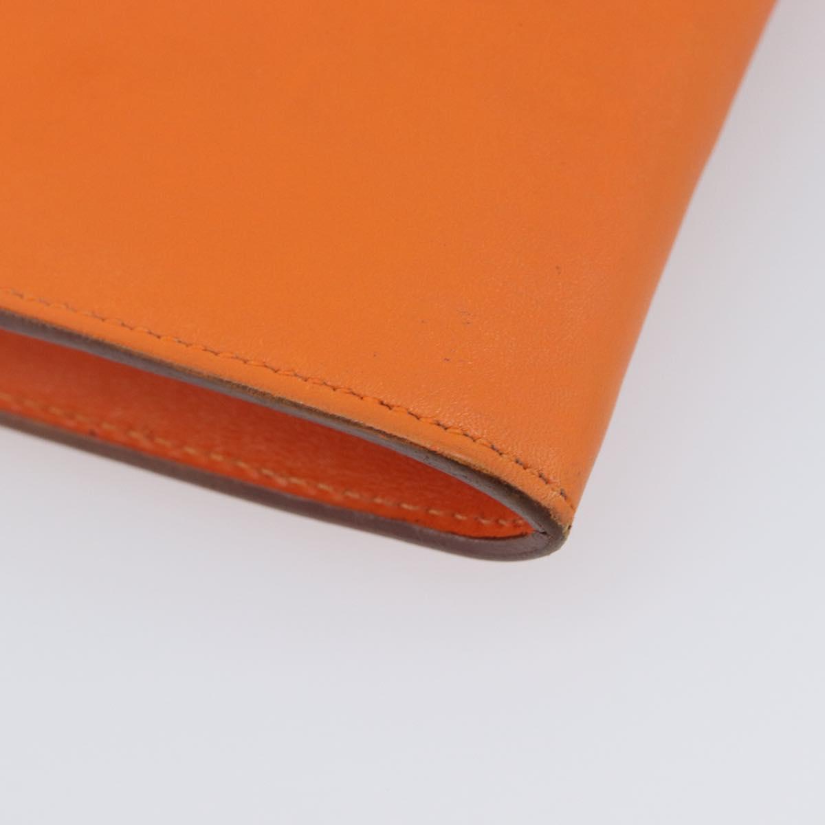 HERMES Onimetu Shoulder Bag Leather Orange Auth bs37999