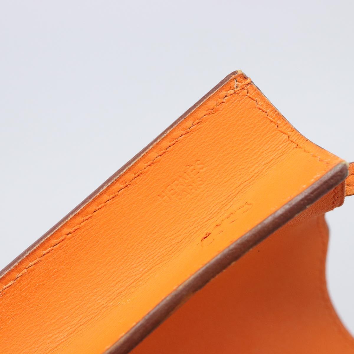 HERMES Onimetu Shoulder Bag Leather Orange Auth bs37999