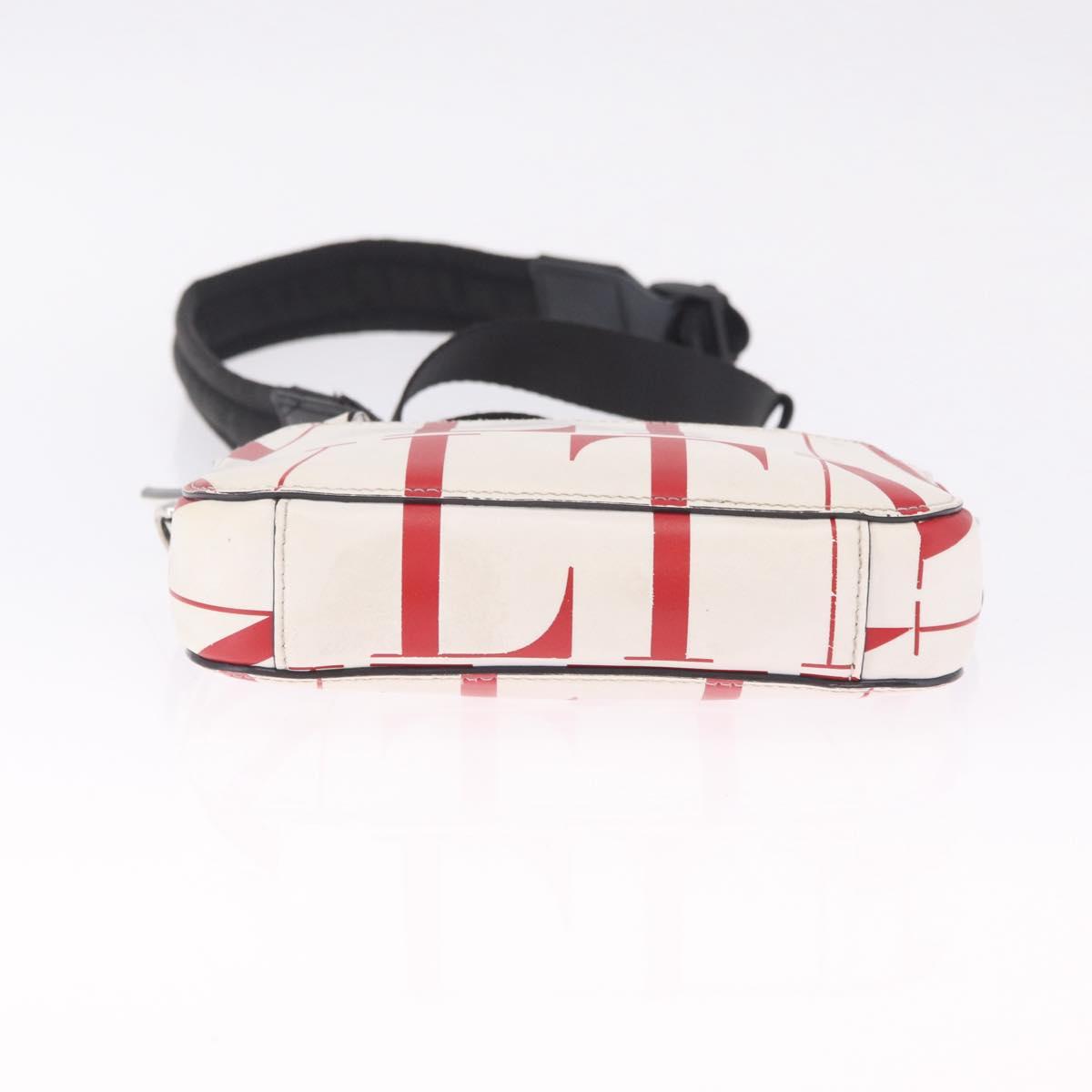 Valentino Shoulder Bag Leather White Red Auth bs38001