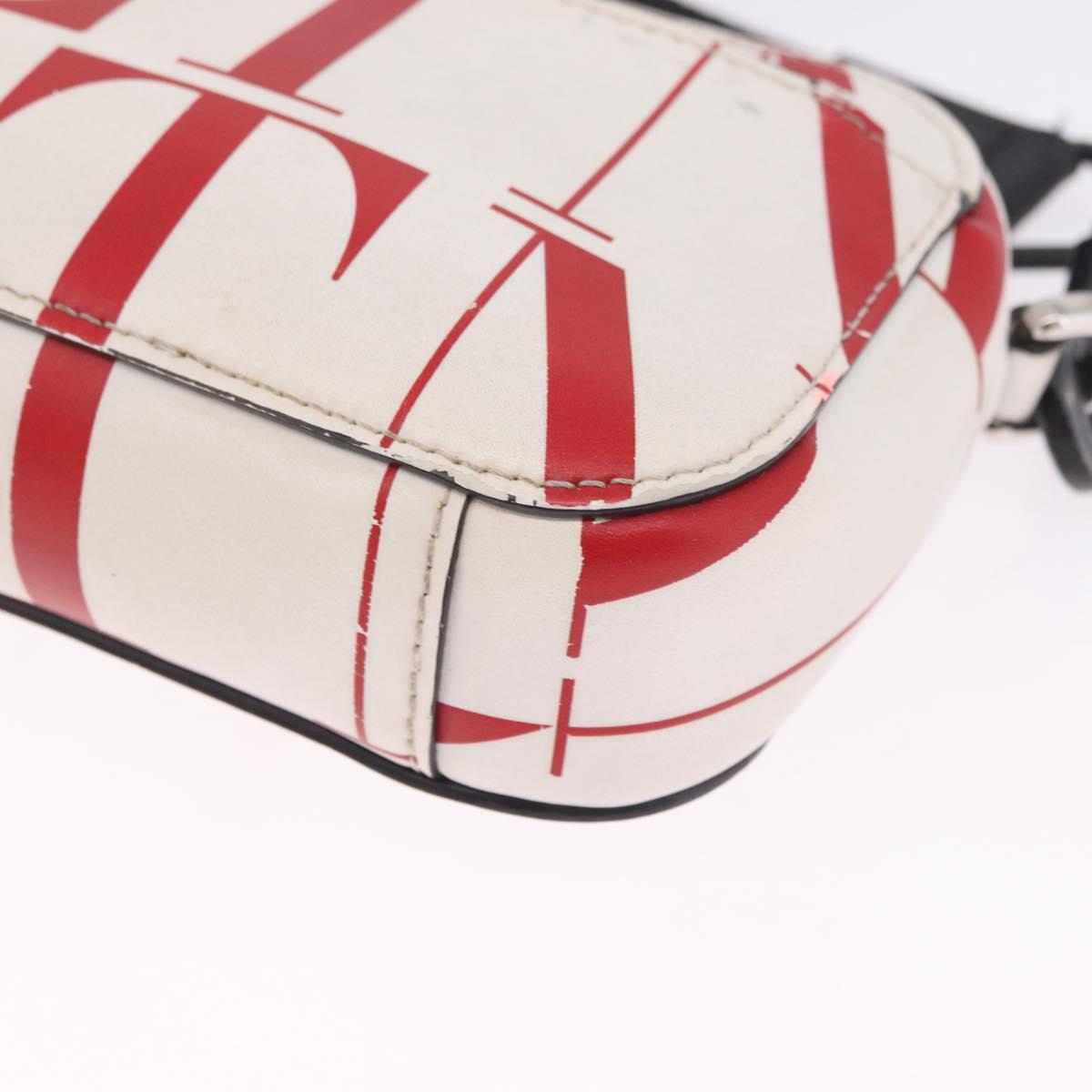 Valentino Shoulder Bag Leather White Red Auth bs38001