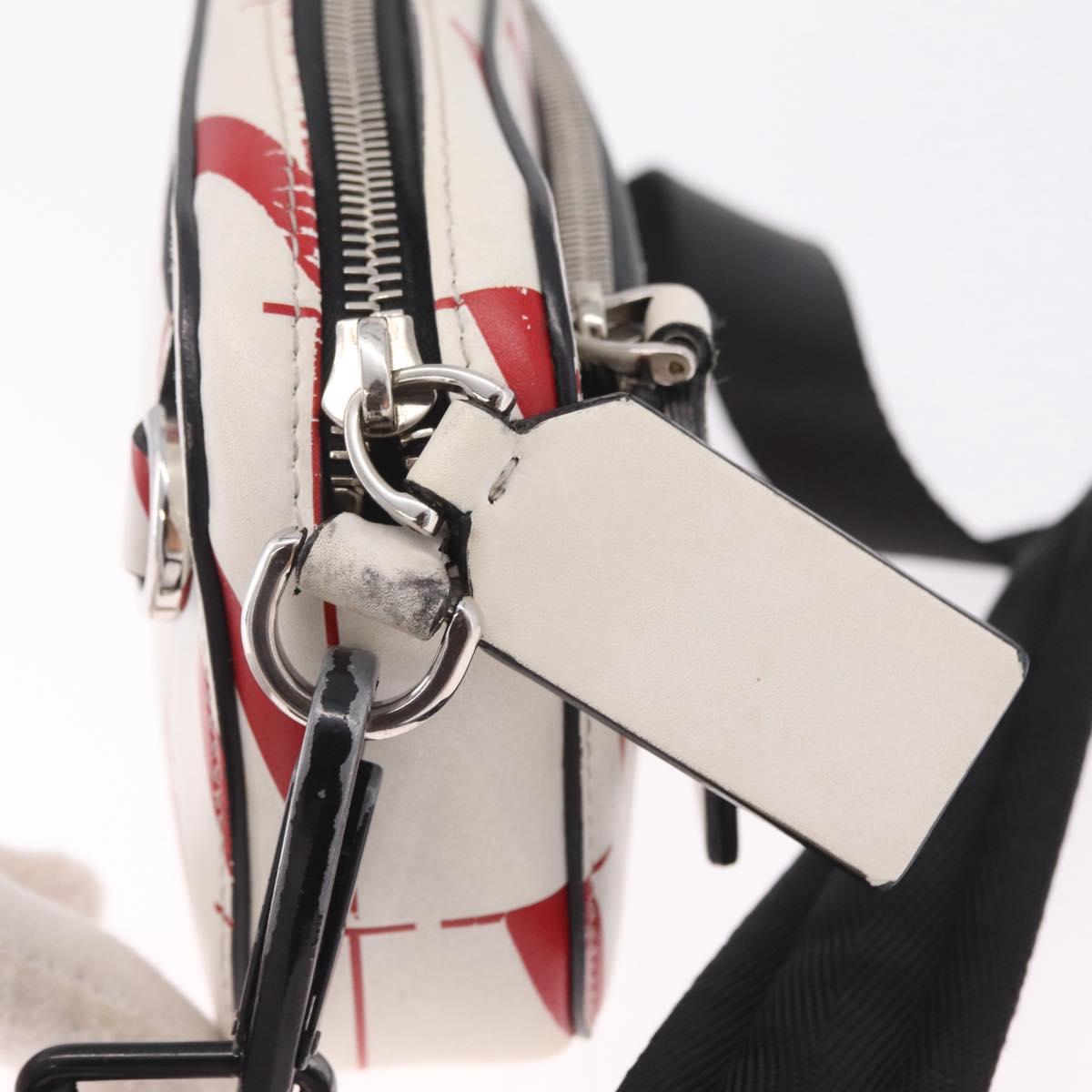 Valentino Shoulder Bag Leather White Red Auth bs38001