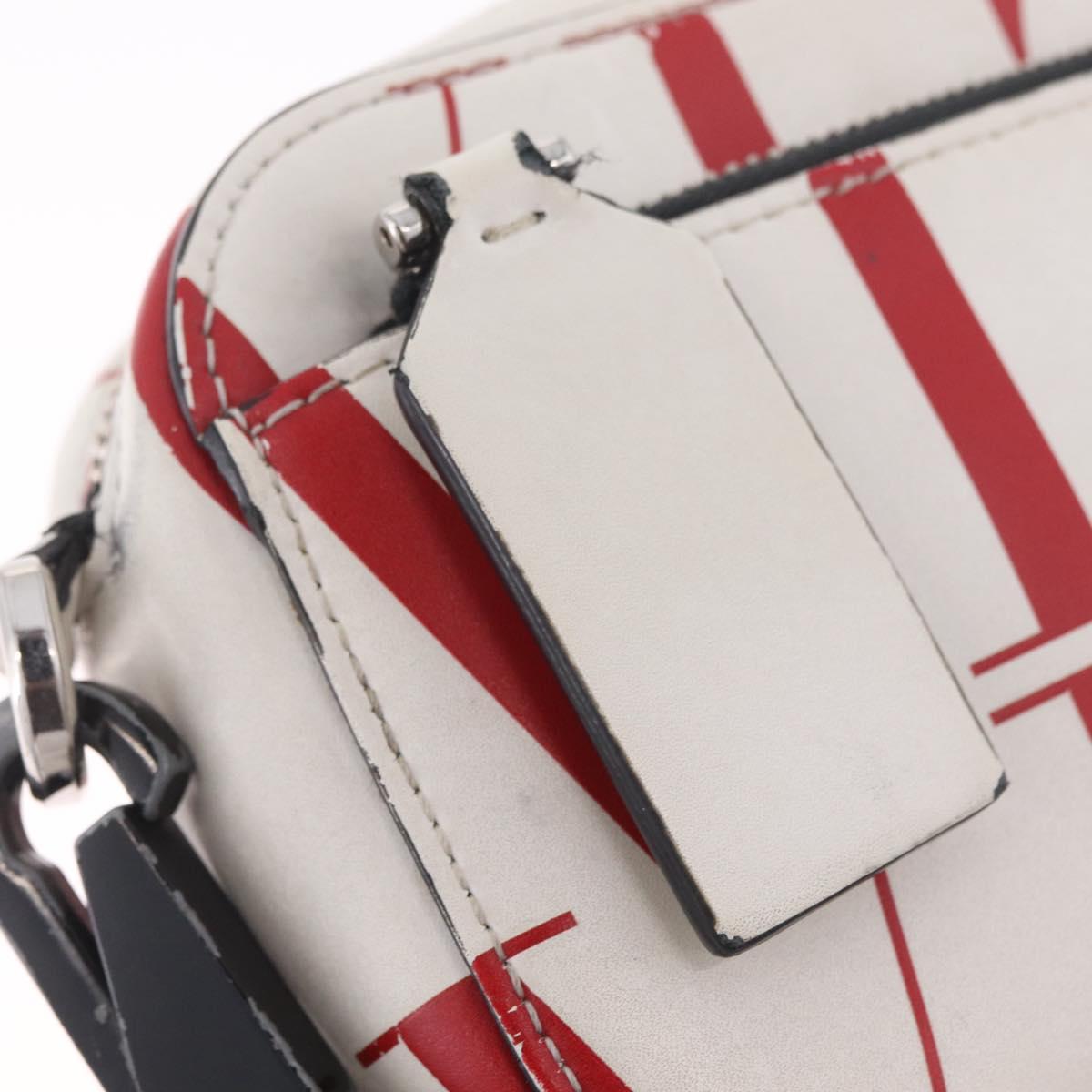 Valentino Shoulder Bag Leather White Red Auth bs38001