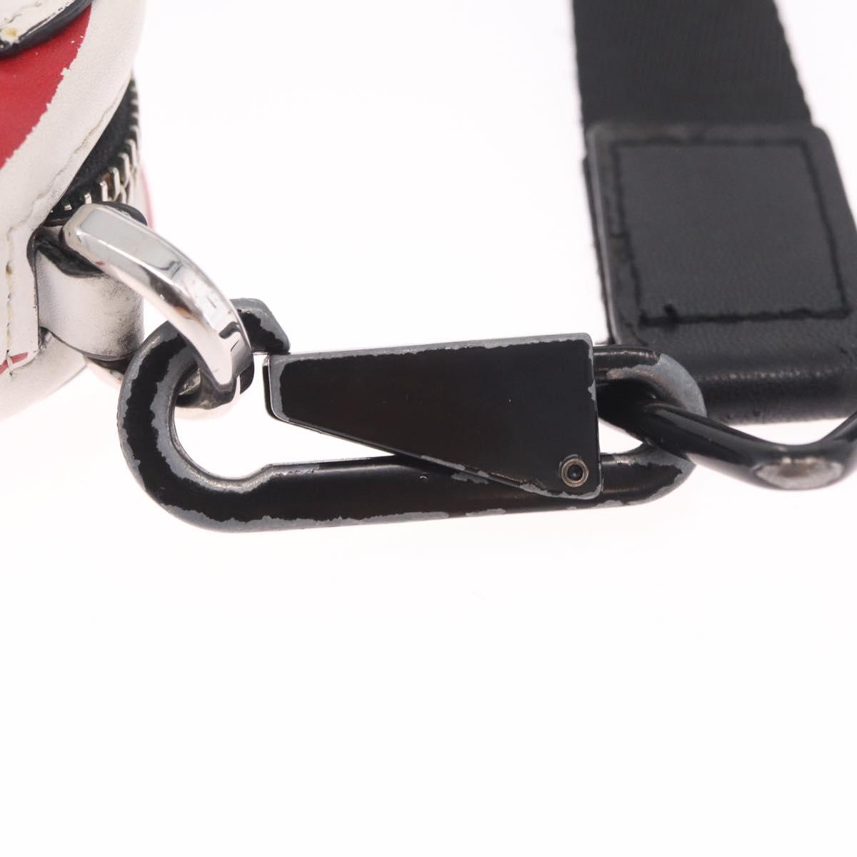 Valentino Shoulder Bag Leather White Red Auth bs38001