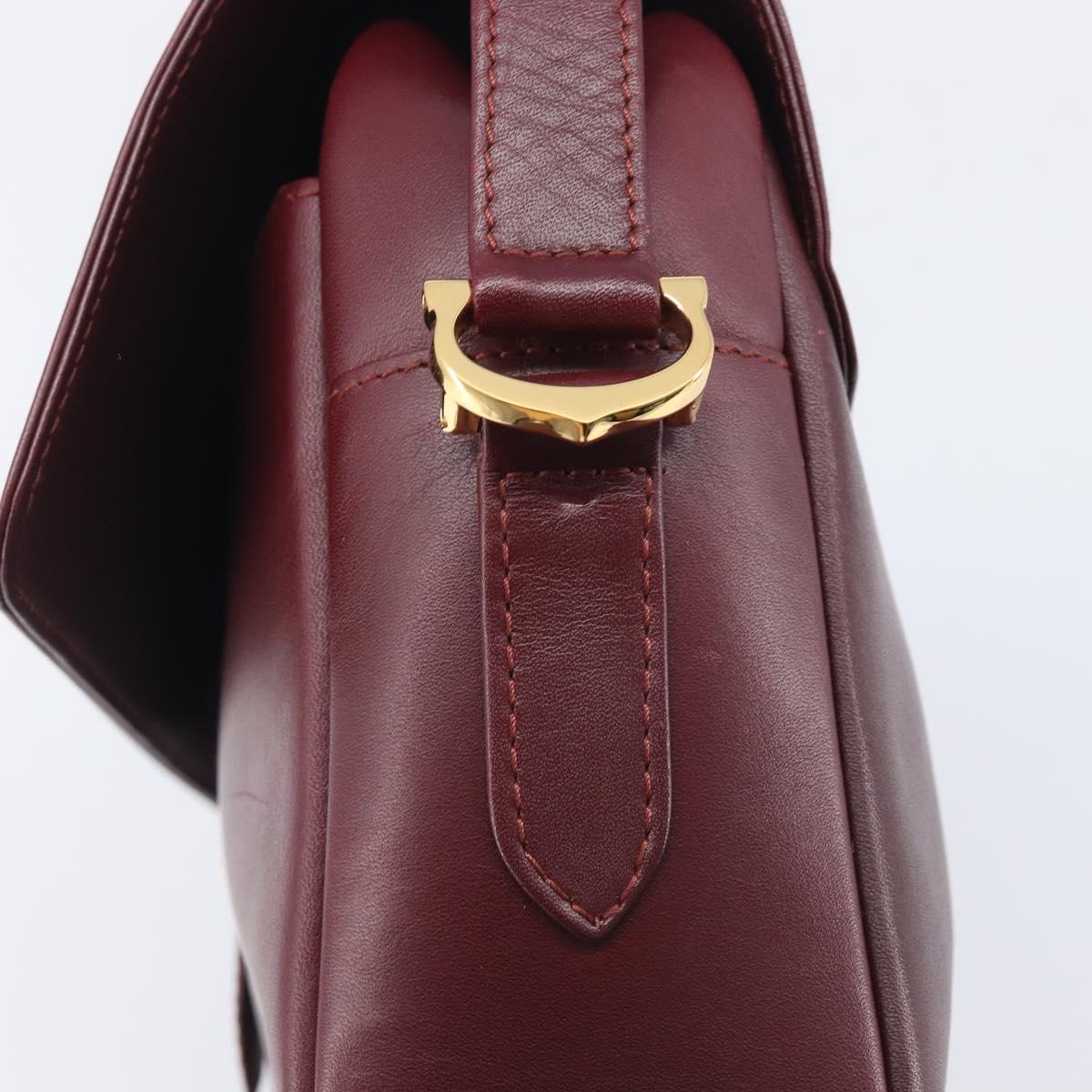 Cartier Must Line Shoulder Bag Leather Bordeaux Gold Tone Auth bs38005A