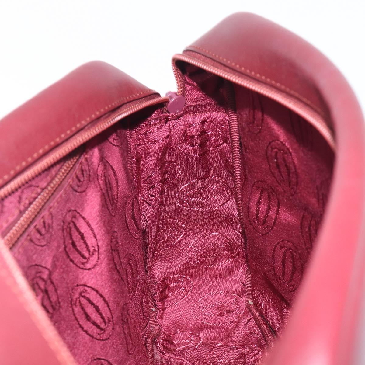 Cartier Must Line Shoulder Bag Leather Bordeaux Gold Tone Auth bs38005A