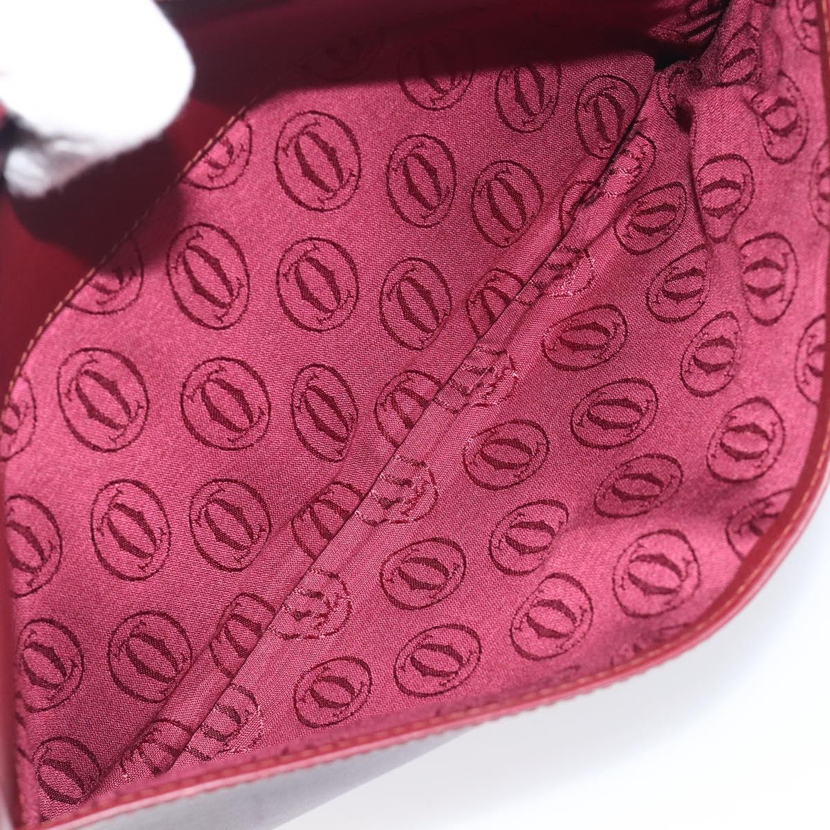 Cartier Must Line Shoulder Bag Leather Bordeaux Gold Tone Auth bs38005A