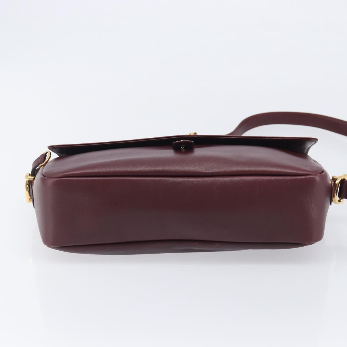 Cartier Must Line Shoulder Bag Leather Bordeaux Gold Tone Auth bs38005A