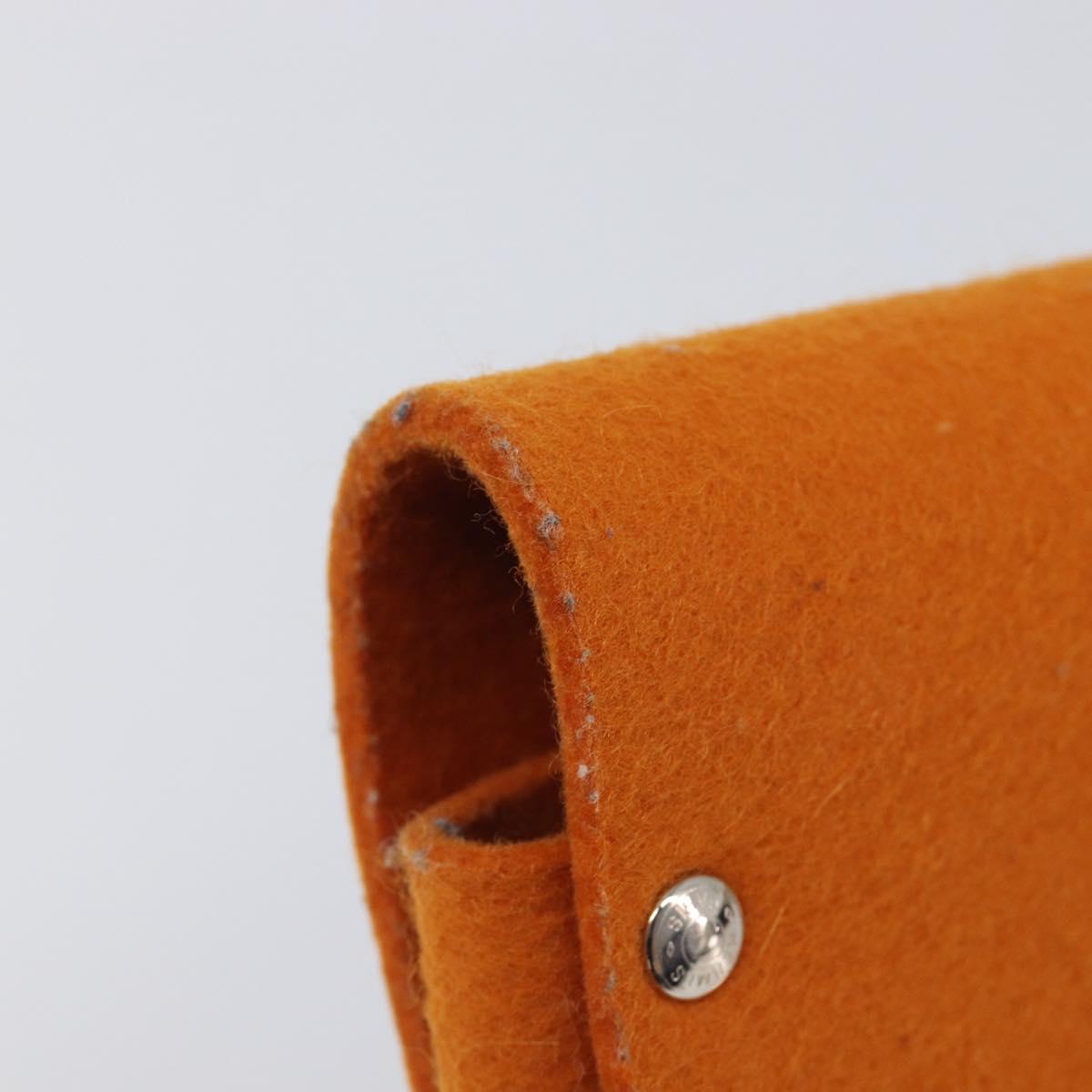 HERMES Etui Cult GM Pouch Felt Orange Silver Auth bs38006