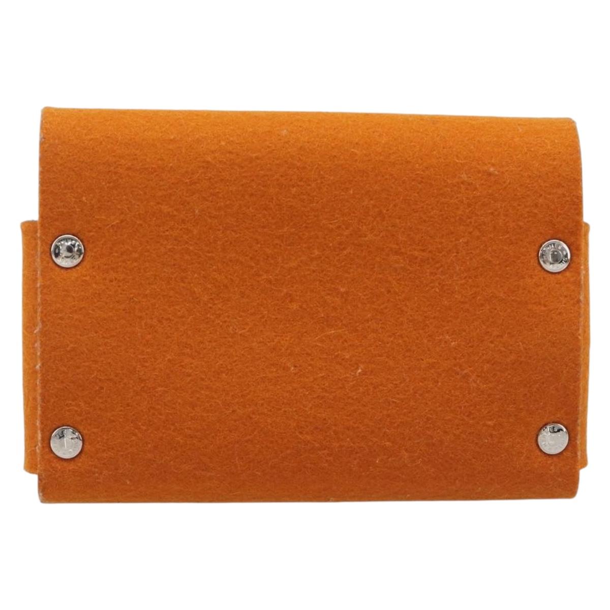 HERMES Etui Cult GM Pouch Felt Orange Silver Auth bs38006