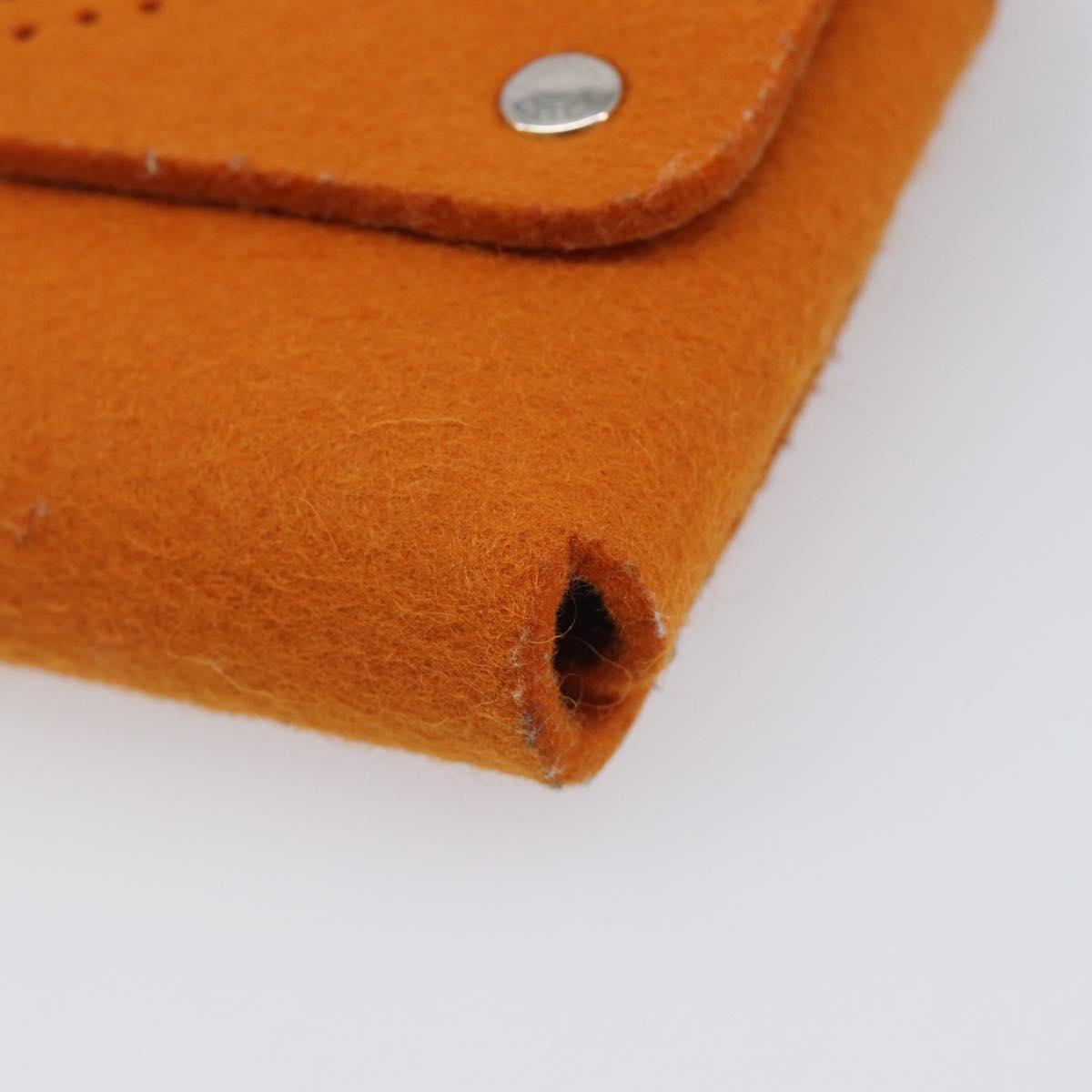 HERMES Etui Cult GM Pouch Felt Orange Silver Auth bs38006