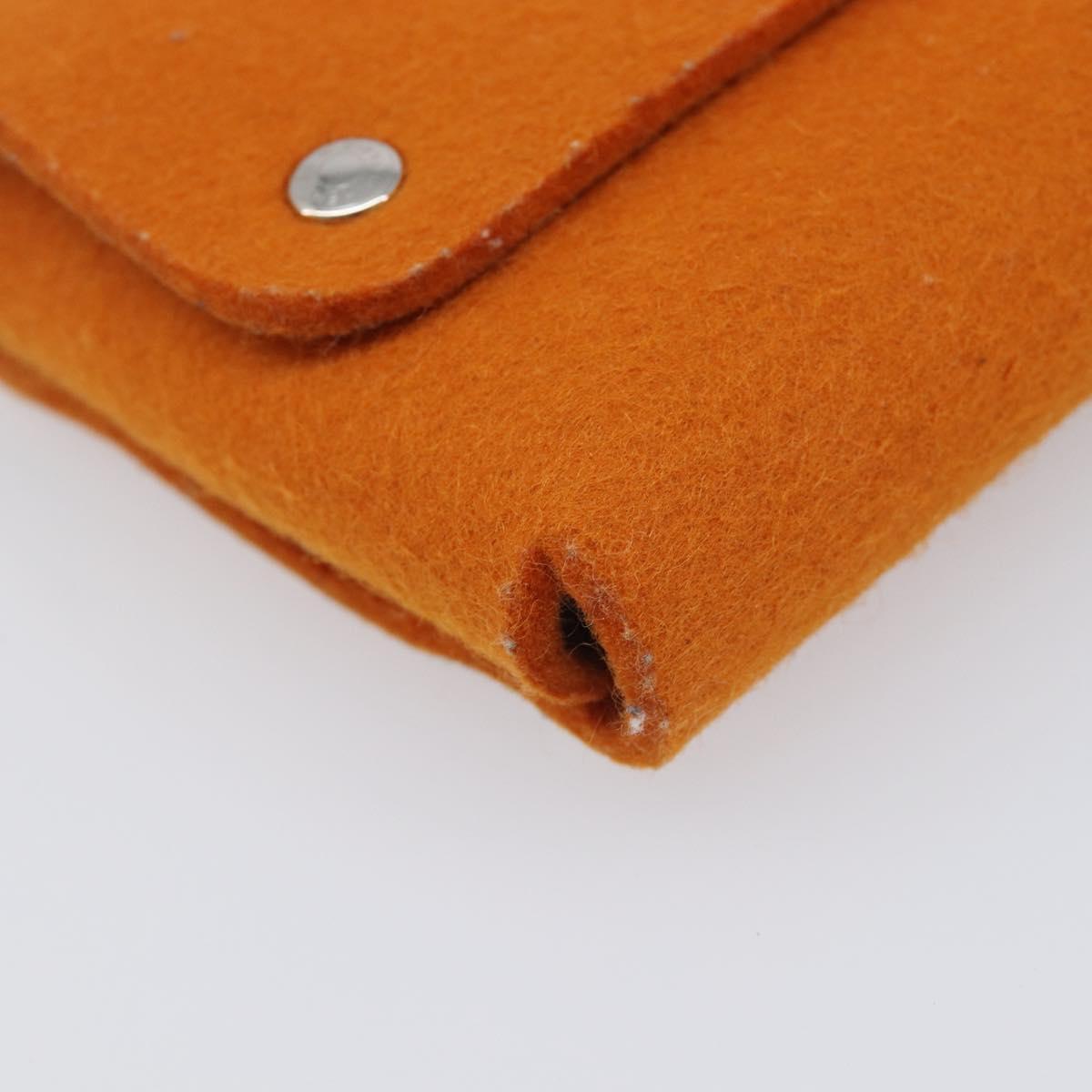 HERMES Etui Cult GM Pouch Felt Orange Silver Auth bs38006