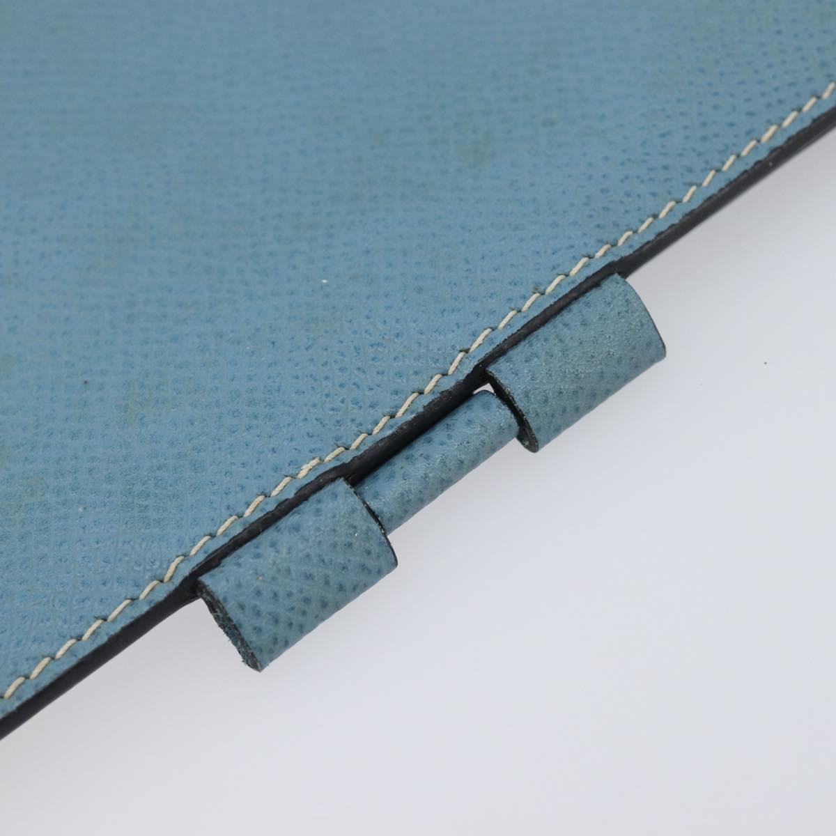 HERMES Agenda PM Day Planner Cover Leather Light Blue Silver Auth bs38008
