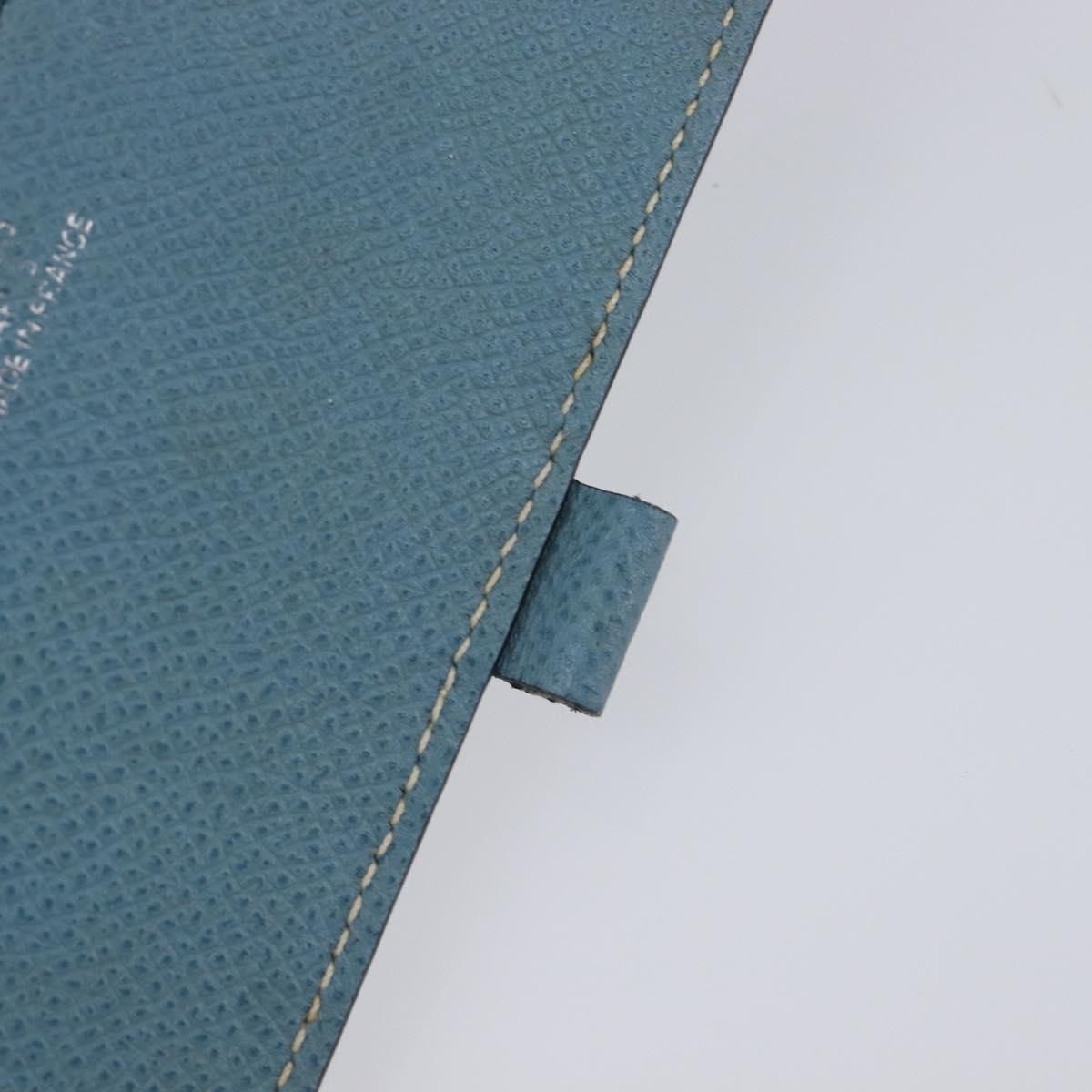 HERMES Agenda PM Day Planner Cover Leather Light Blue Silver Auth bs38008