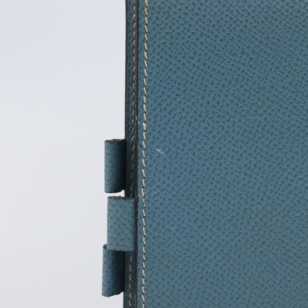 HERMES Agenda PM Day Planner Cover Leather Light Blue Silver Auth bs38008