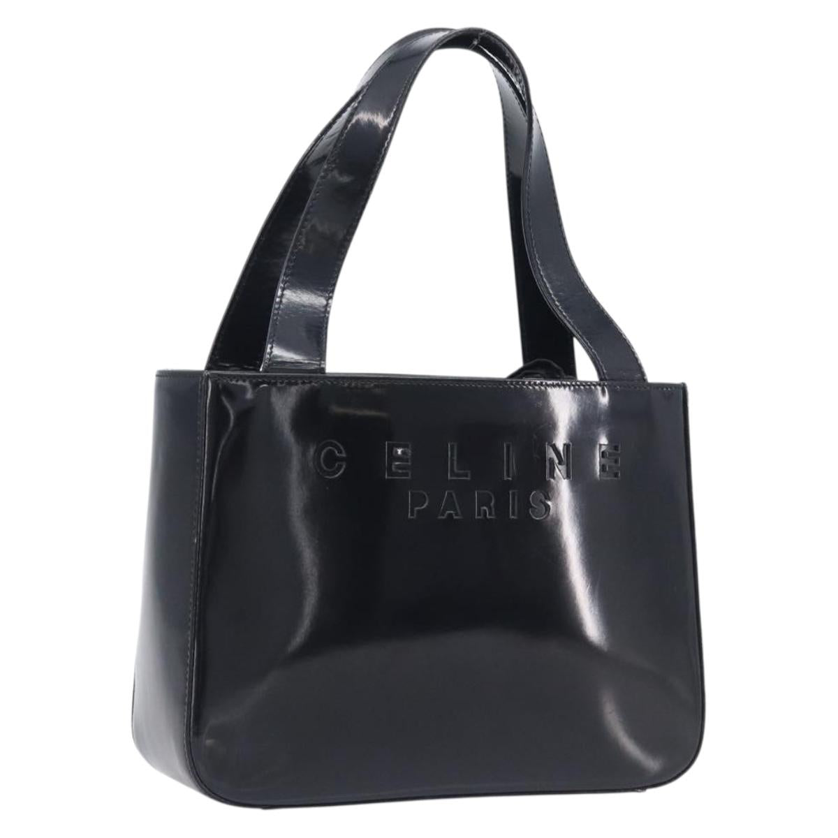 CELINE Hand Bag Patent Black Auth bs38013