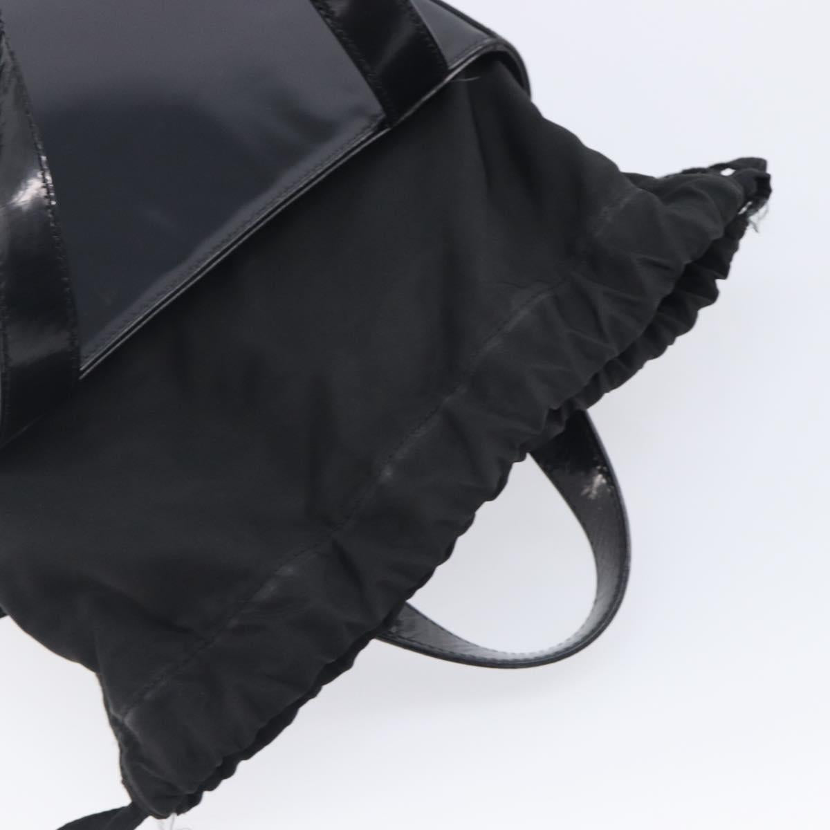 CELINE Hand Bag Patent Black Auth bs38013
