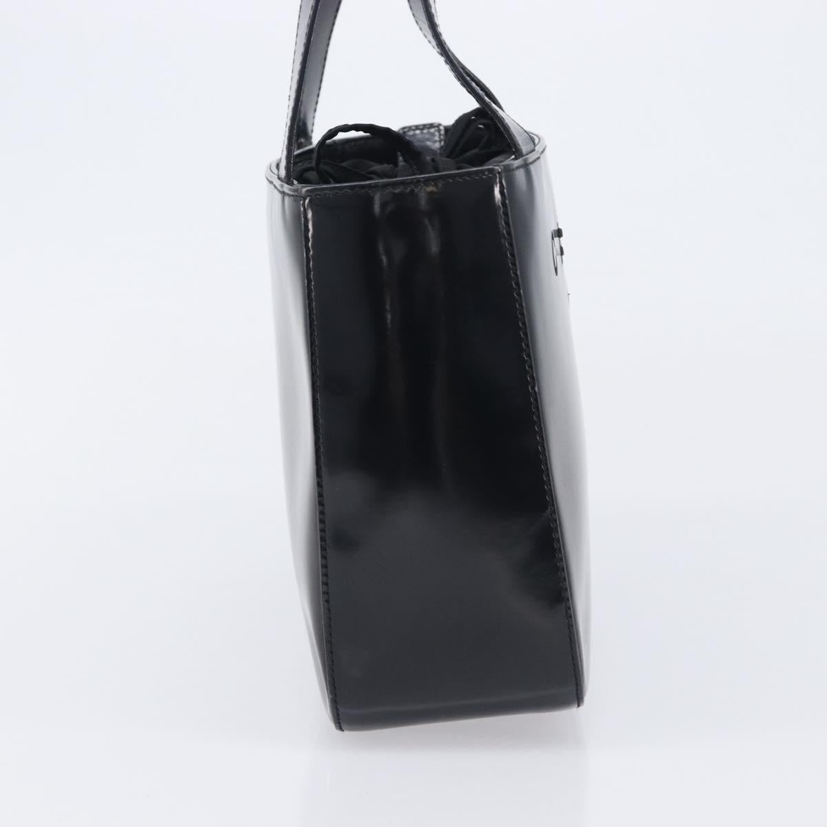CELINE Hand Bag Patent Black Auth bs38013
