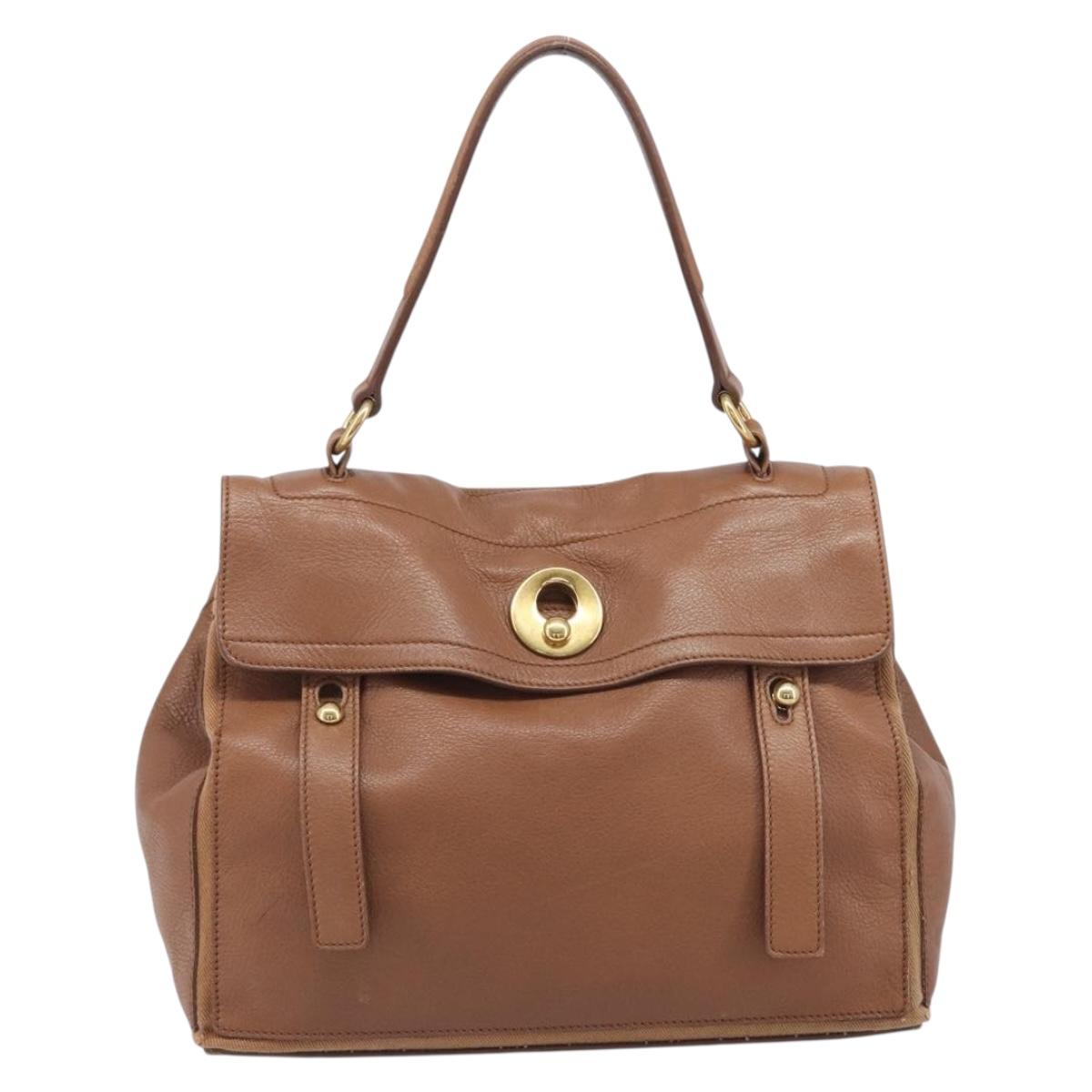Saint Laurent Muse To Hand Bag Leather Brown Gold Tone 229680 Auth bs38016