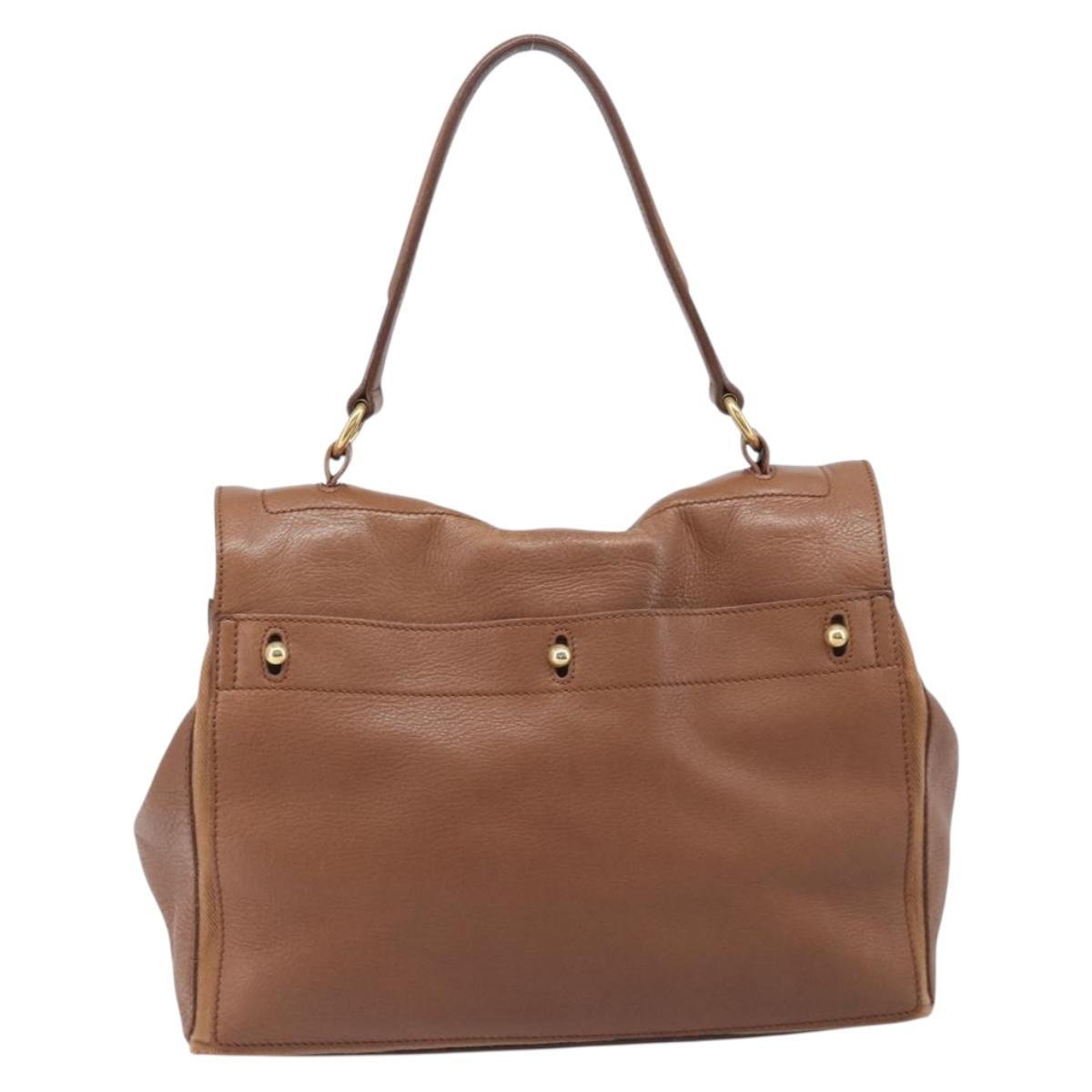 Saint Laurent Muse To Hand Bag Leather Brown Gold Tone 229680 Auth bs38016