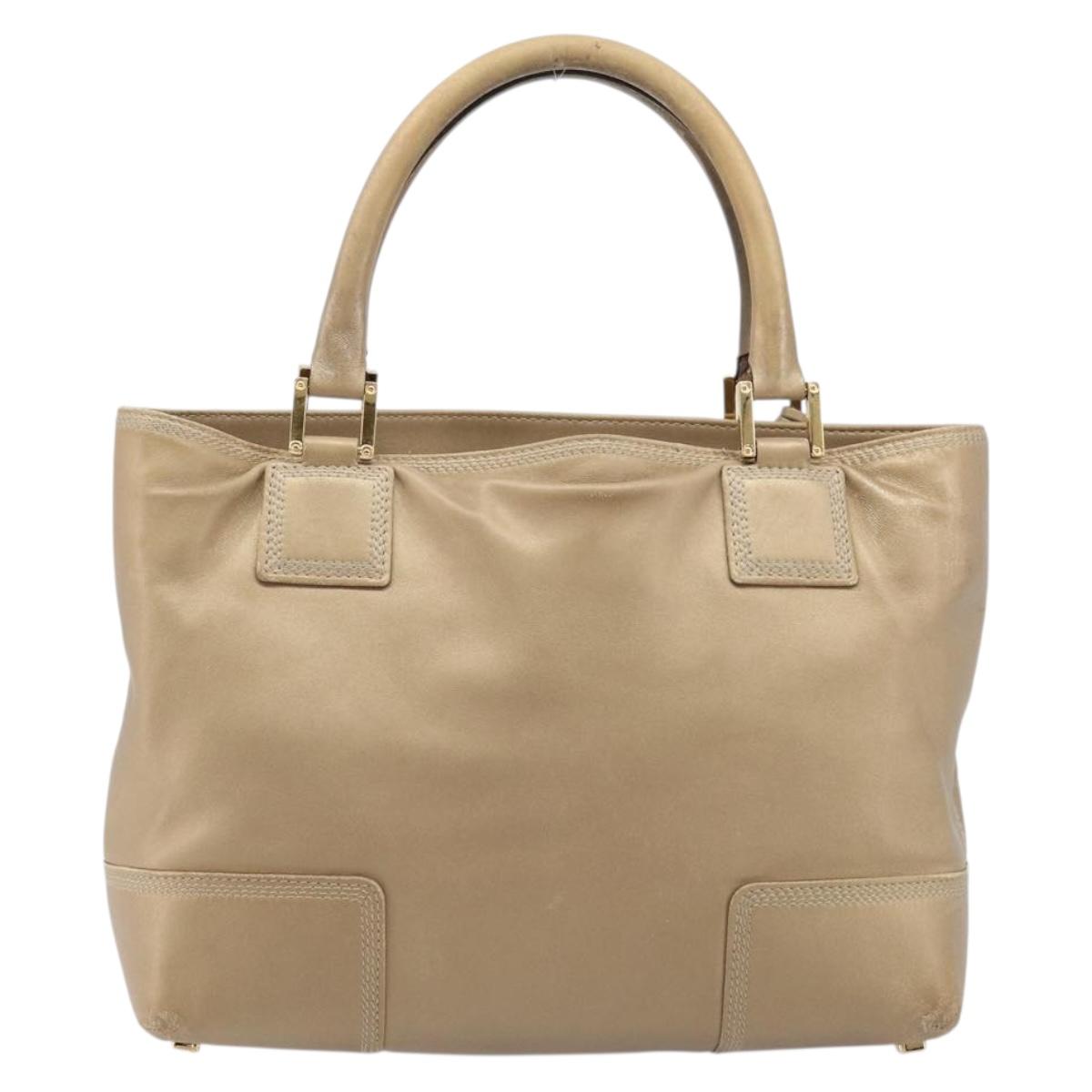 LOEWE Americana 28 Hand Bag Leather Gold Tone Auth bs38035
