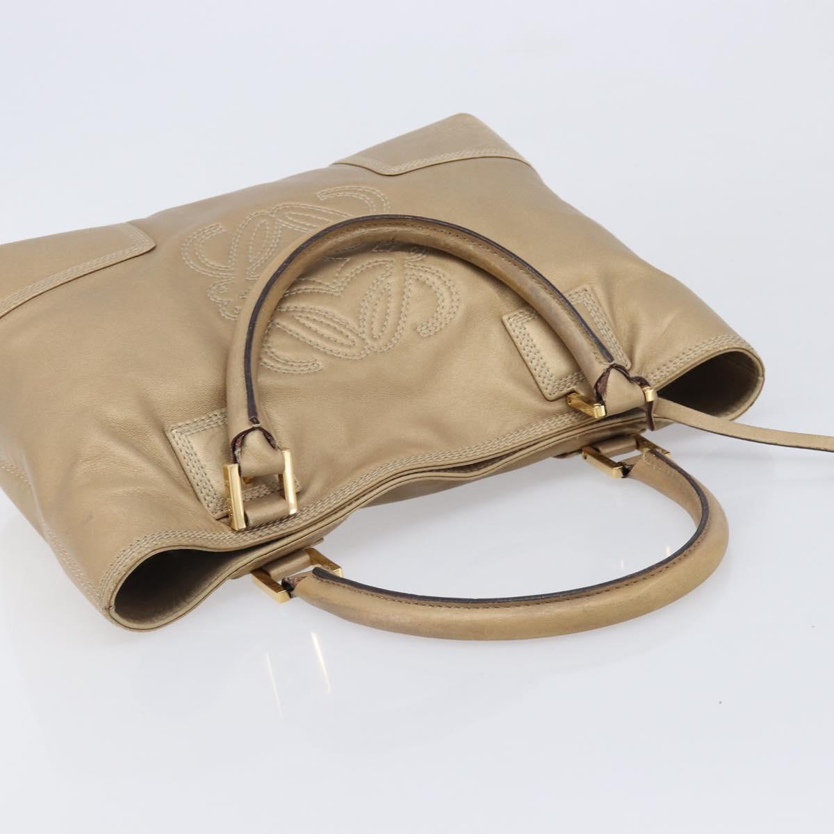 LOEWE Americana 28 Hand Bag Leather Gold Tone Auth bs38035