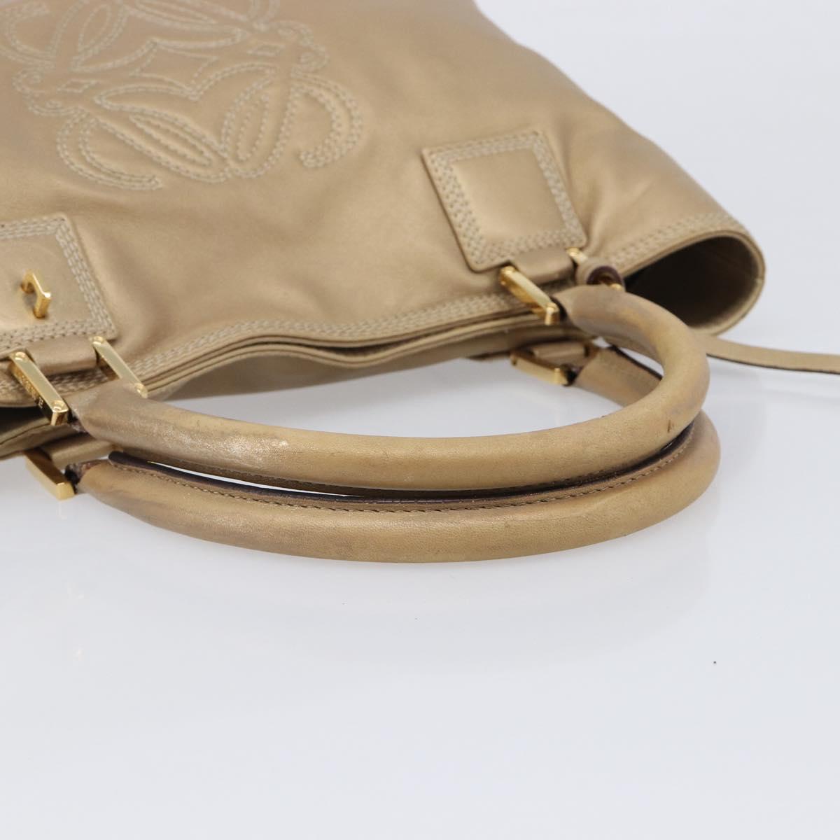 LOEWE Americana 28 Hand Bag Leather Gold Tone Auth bs38035